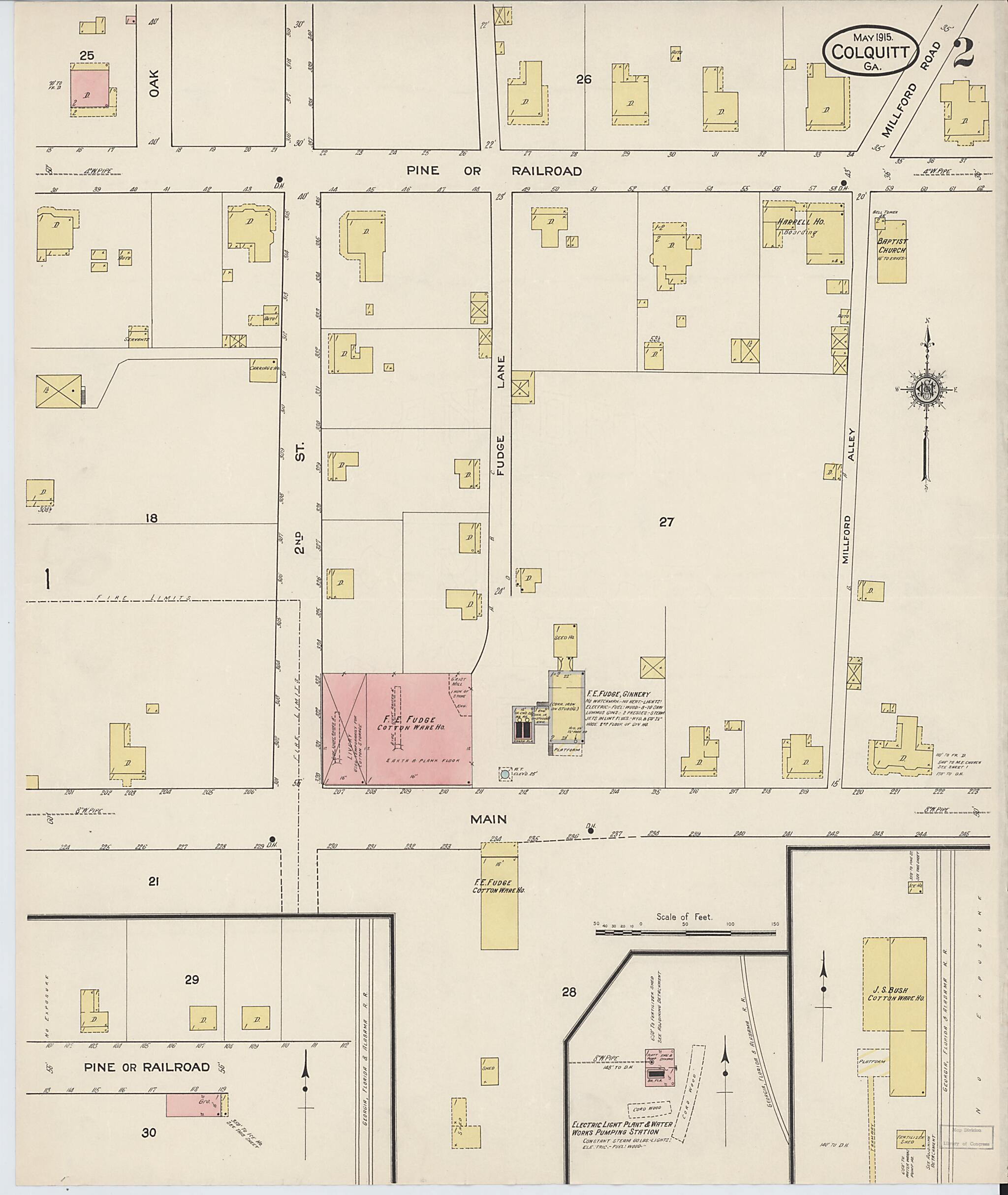 This old map of Colquitt, Miller County, Georgia was created by Sanborn Map Company in 1915