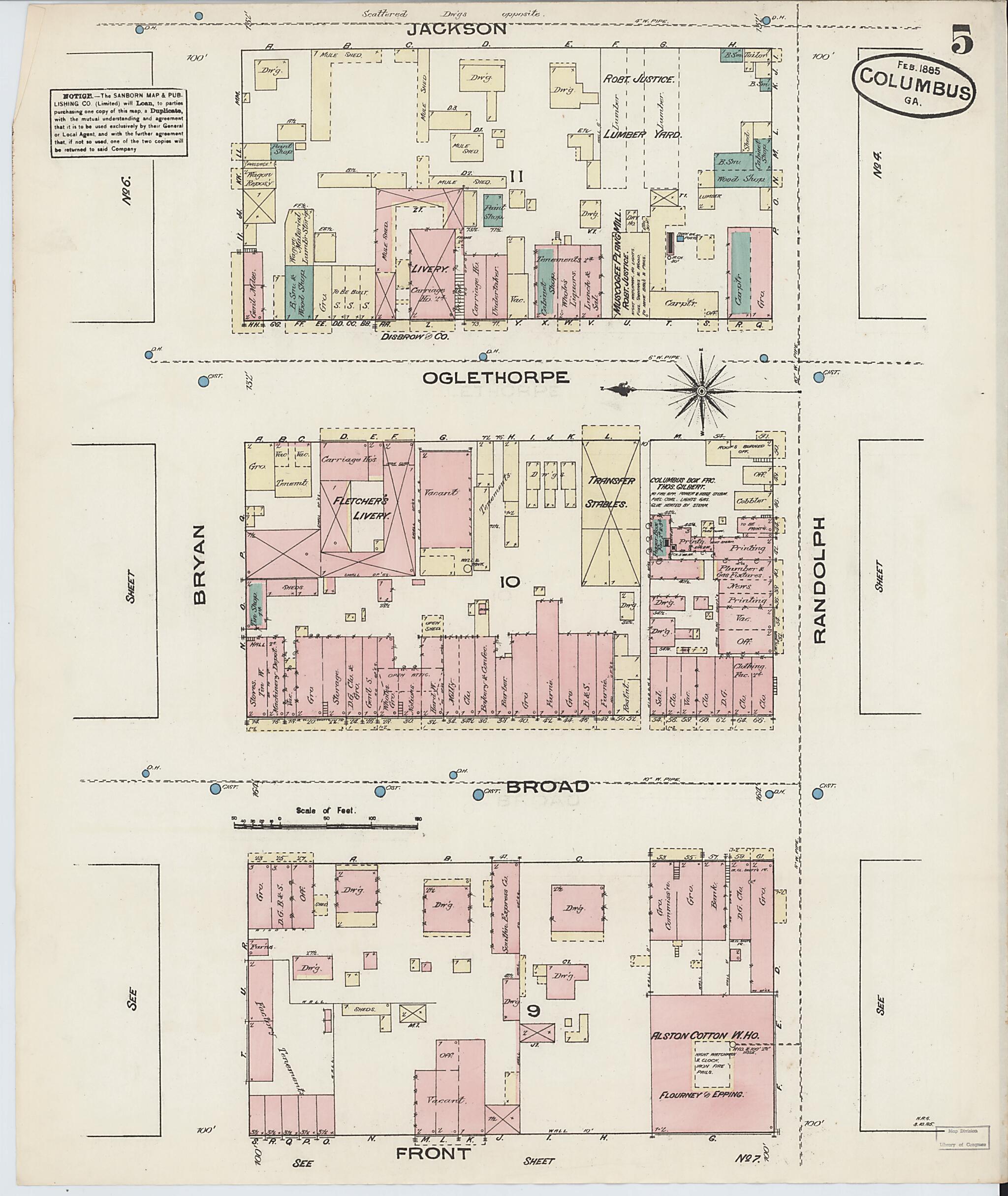 This old map of Columbus, Muscogee County, Georgia was created by Sanborn Map Company in 1885