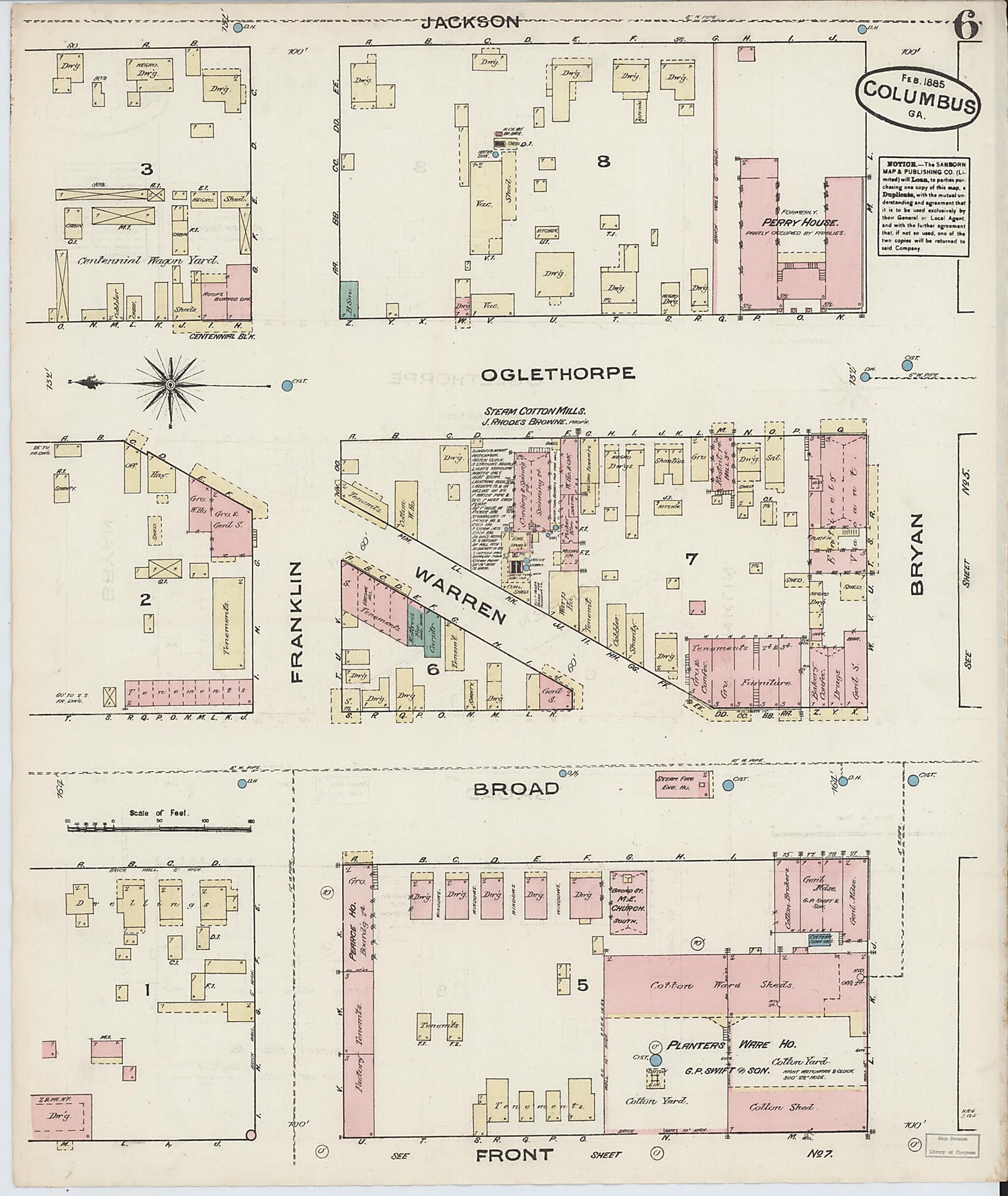 This old map of Columbus, Muscogee County, Georgia was created by Sanborn Map Company in 1885