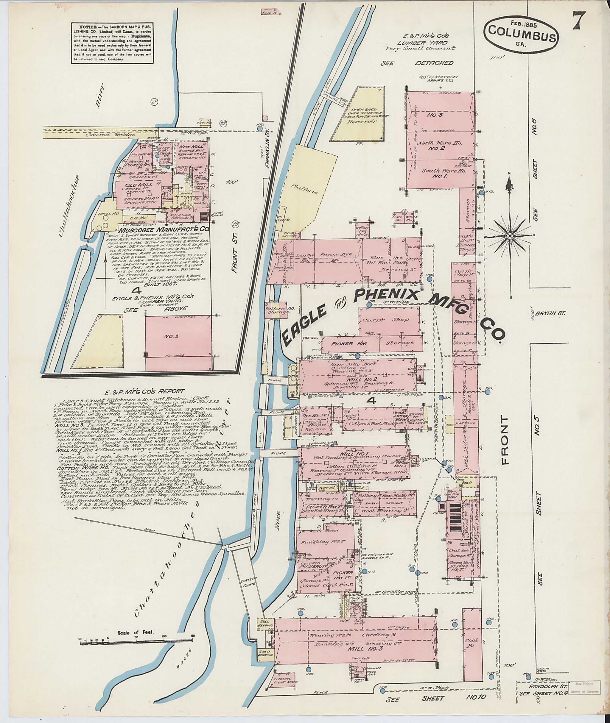 This old map of Columbus, Muscogee County, Georgia was created by Sanborn Map Company in 1885