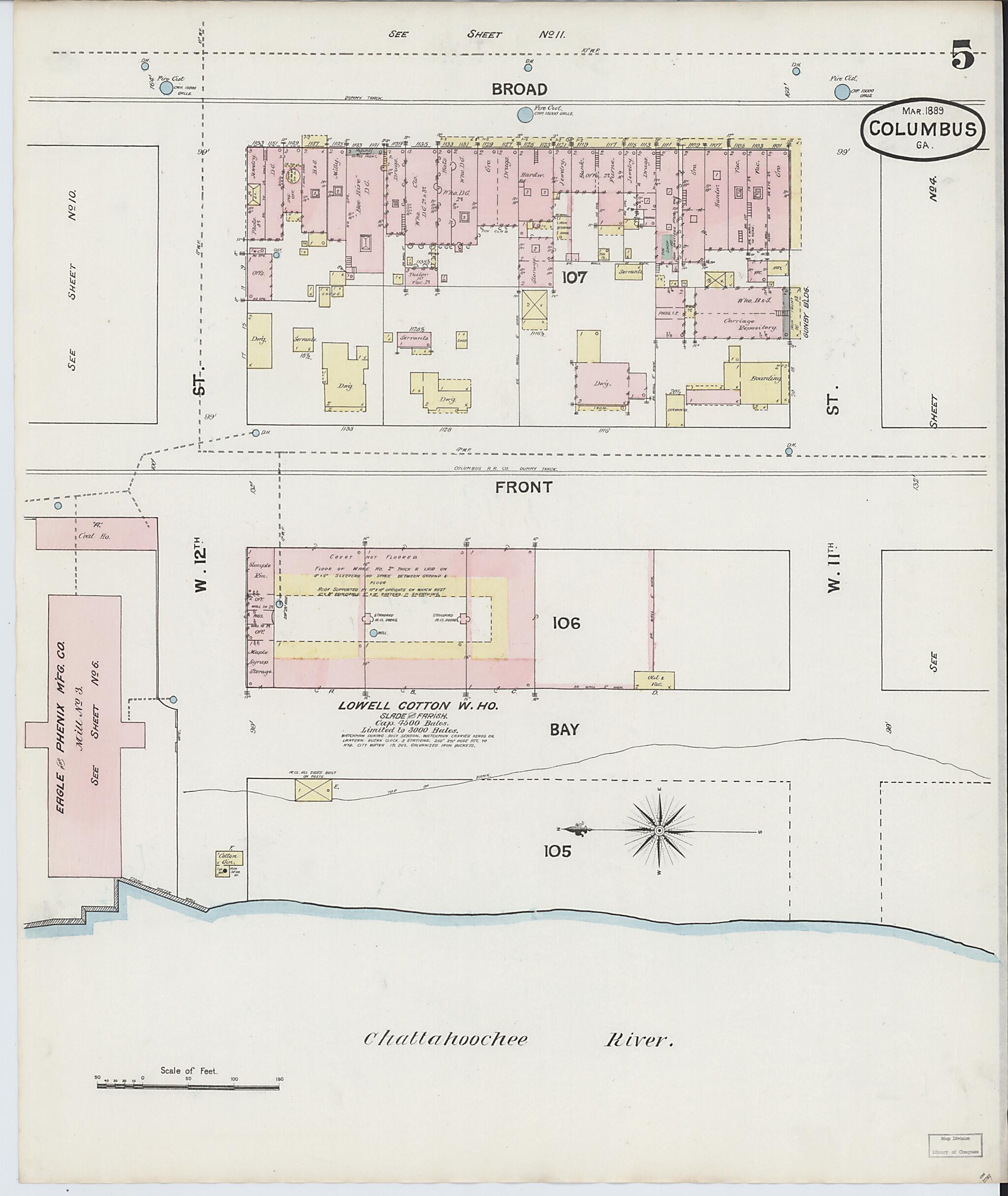 This old map of Columbus, Muscogee County, Georgia was created by Sanborn Map Company in 1889