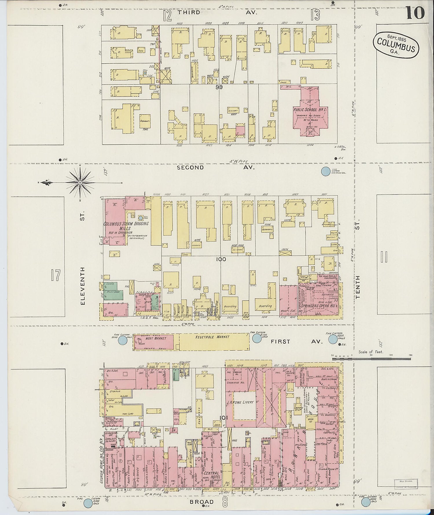 This old map of Columbus, Muscogee County, Georgia was created by Sanborn Map Company in 1895