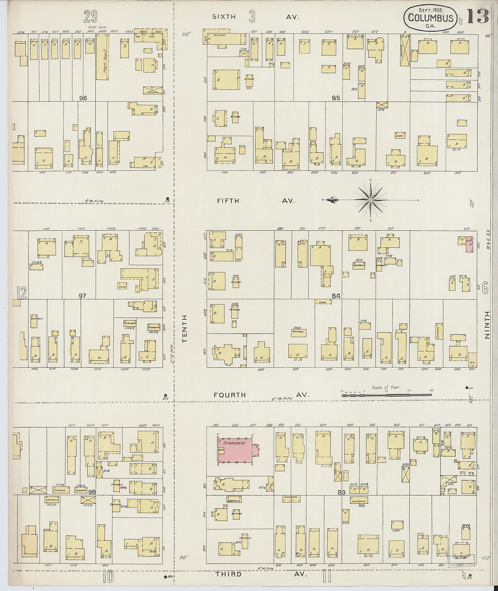 This old map of Columbus, Muscogee County, Georgia was created by Sanborn Map Company in 1895