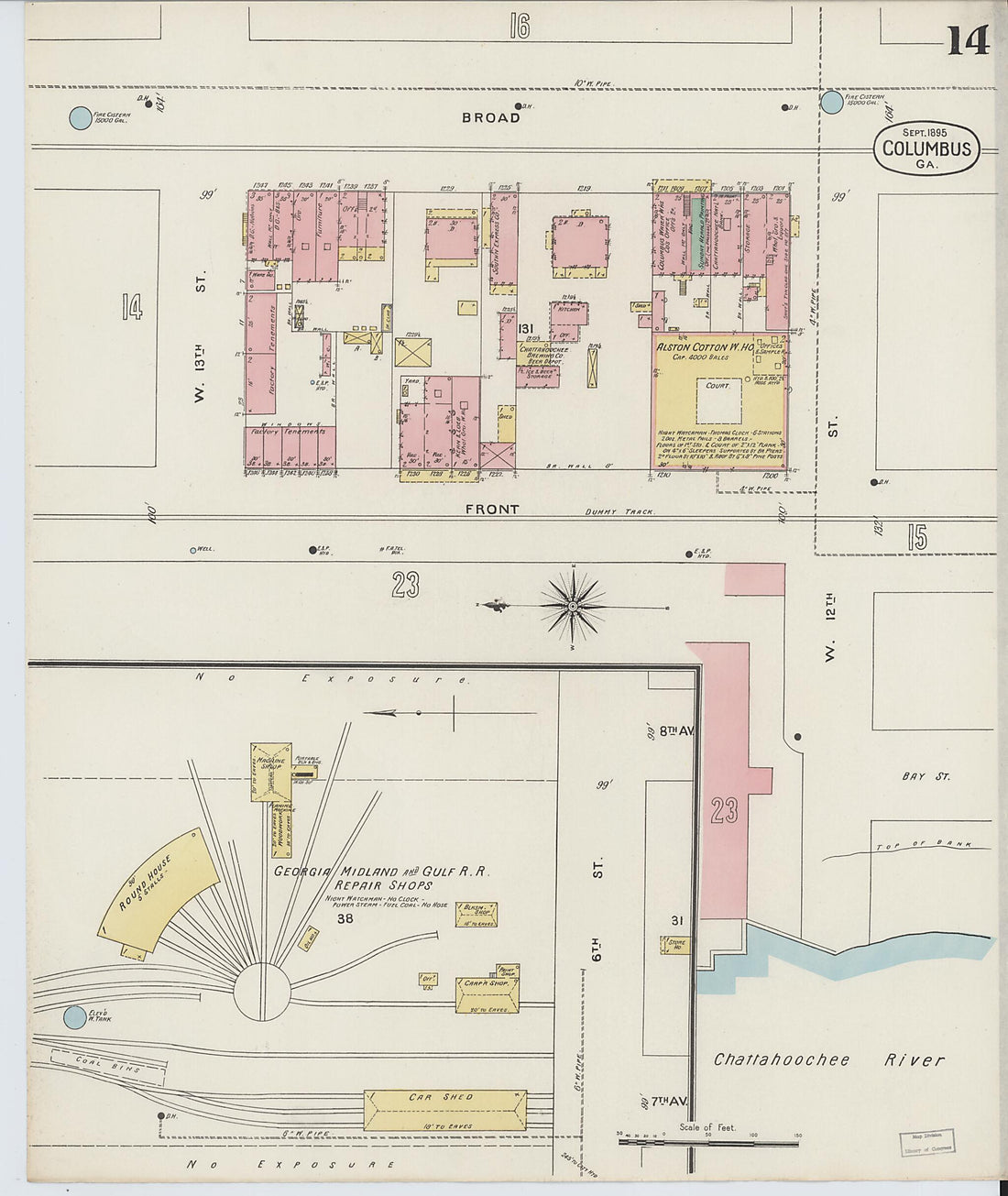 This old map of Columbus, Muscogee County, Georgia was created by Sanborn Map Company in 1895