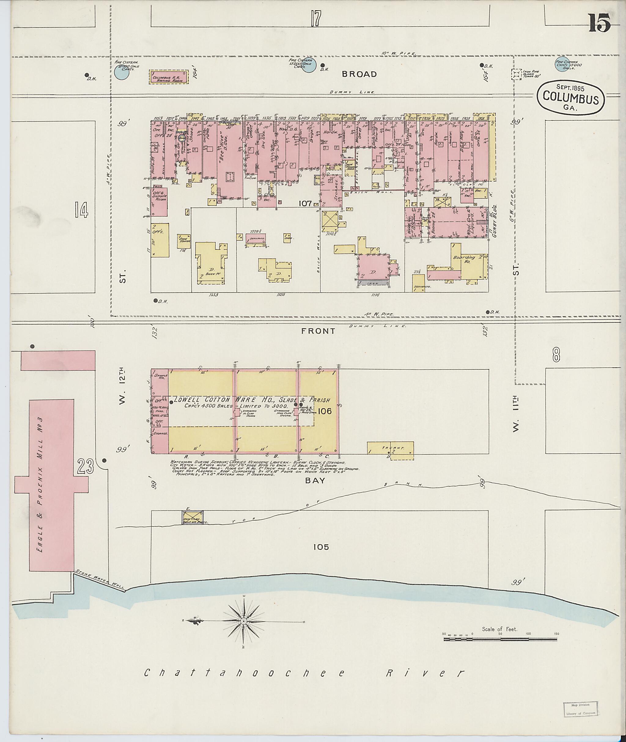 This old map of Columbus, Muscogee County, Georgia was created by Sanborn Map Company in 1895