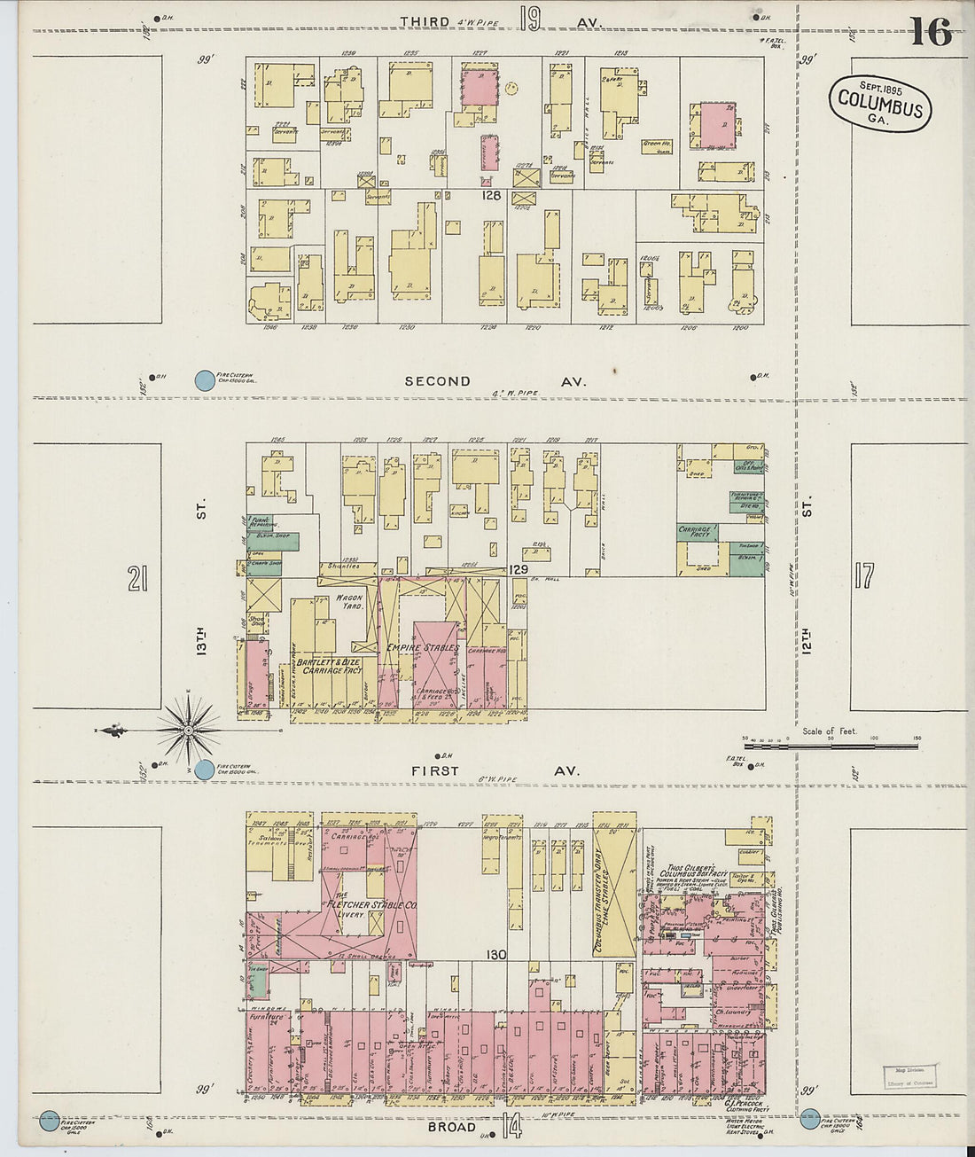 This old map of Columbus, Muscogee County, Georgia was created by Sanborn Map Company in 1895