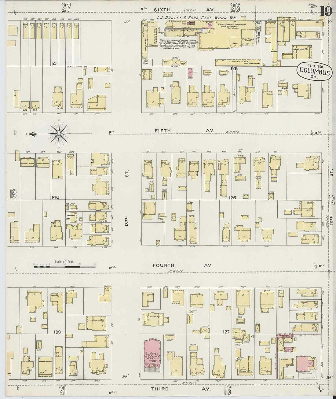 This old map of Columbus, Muscogee County, Georgia was created by Sanborn Map Company in 1895