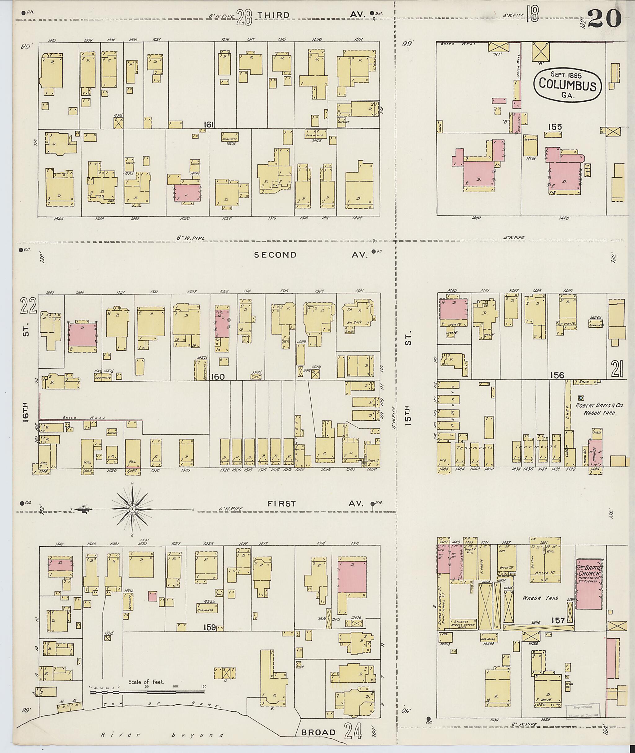 This old map of Columbus, Muscogee County, Georgia was created by Sanborn Map Company in 1895