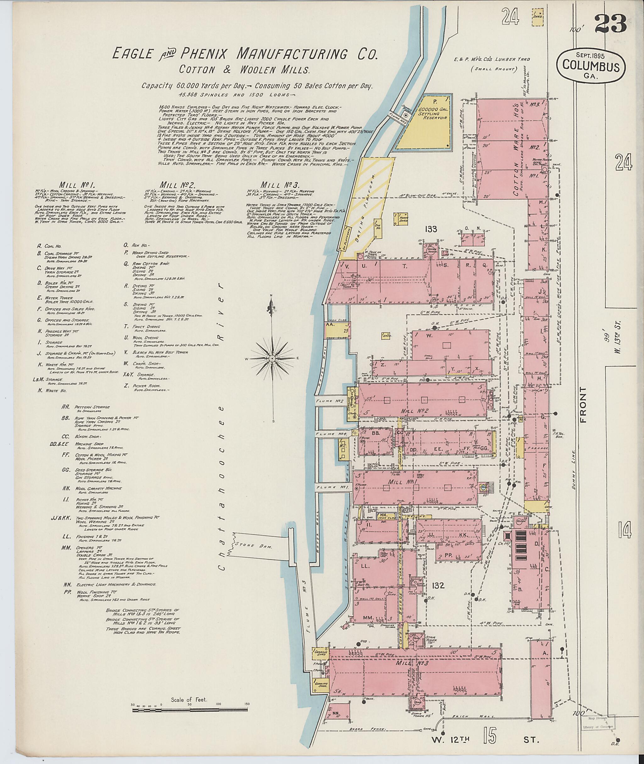 This old map of Columbus, Muscogee County, Georgia was created by Sanborn Map Company in 1895