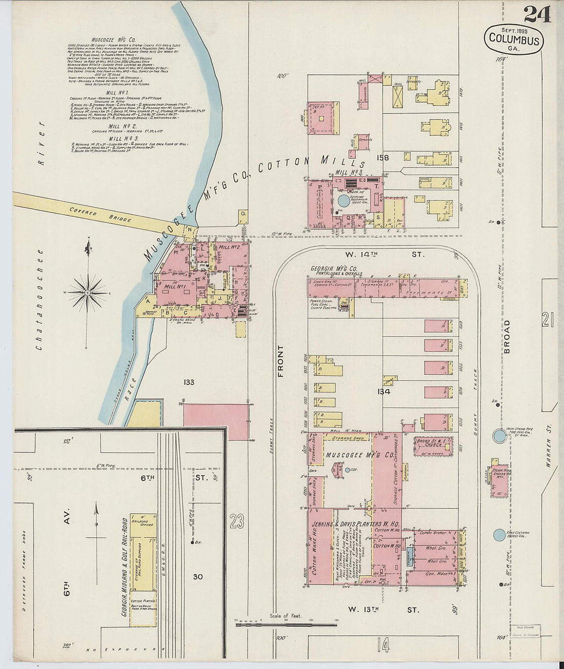 This old map of Columbus, Muscogee County, Georgia was created by Sanborn Map Company in 1895