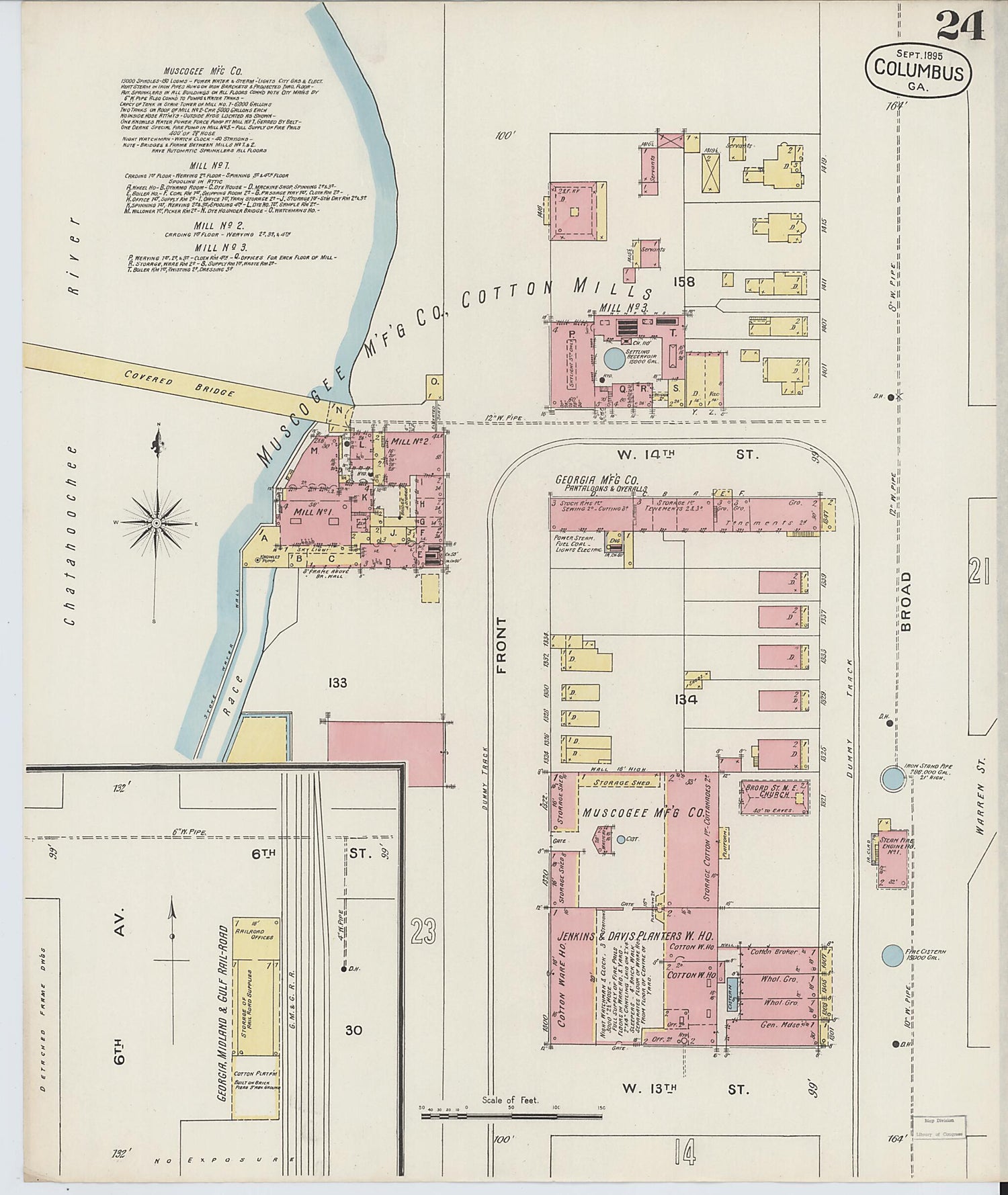 This old map of Columbus, Muscogee County, Georgia was created by Sanborn Map Company in 1895