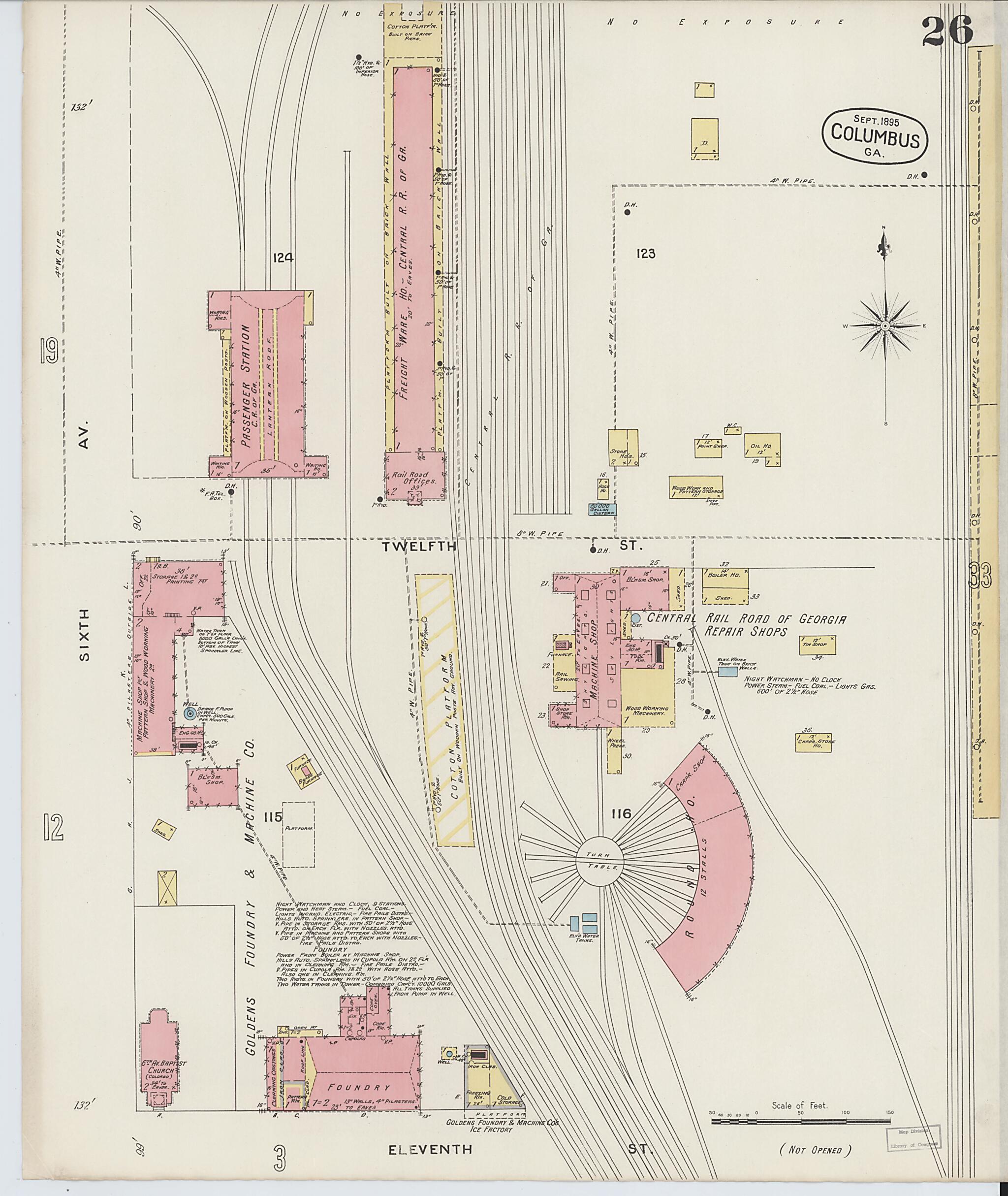 This old map of Columbus, Muscogee County, Georgia was created by Sanborn Map Company in 1895