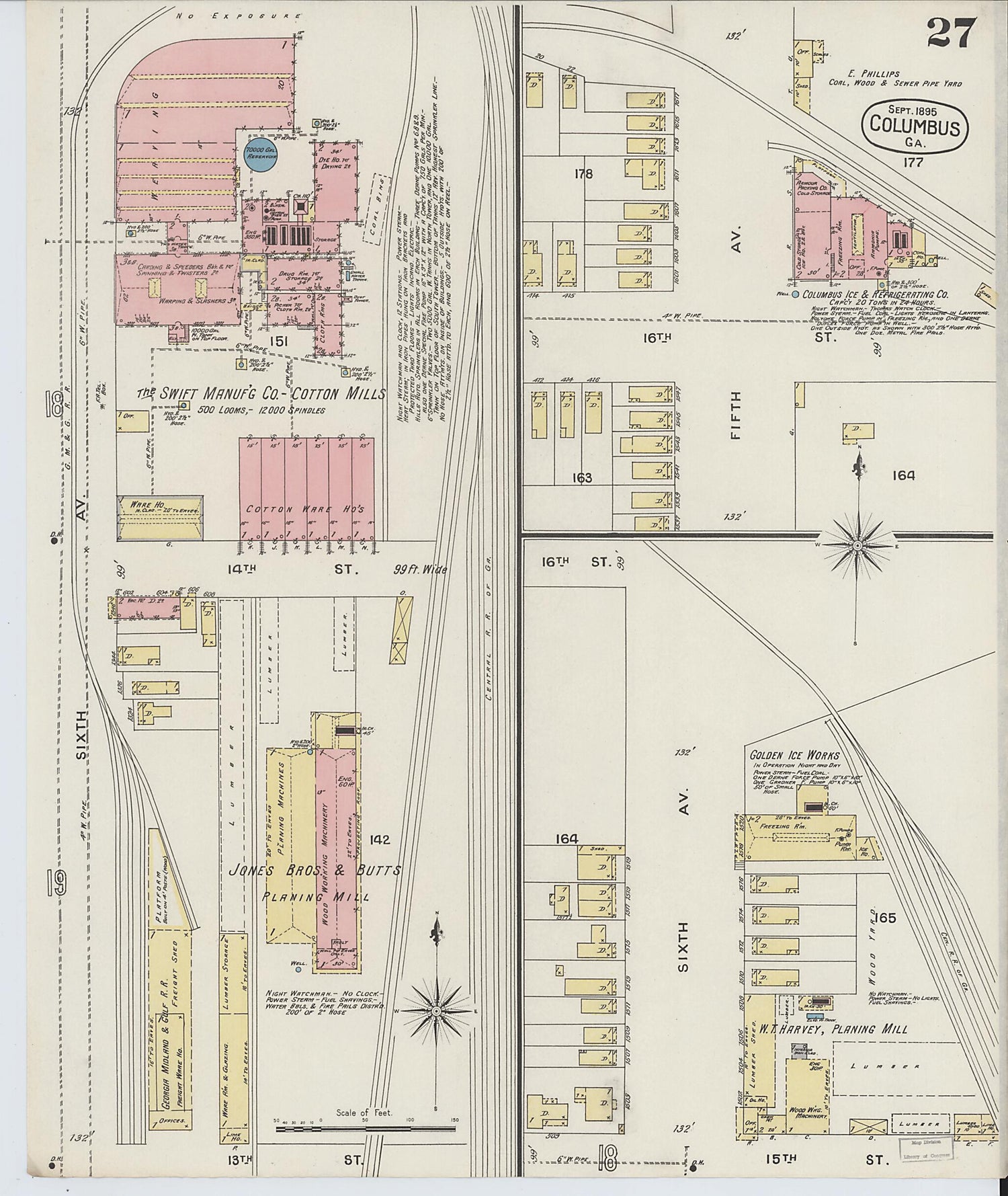 This old map of Columbus, Muscogee County, Georgia was created by Sanborn Map Company in 1895