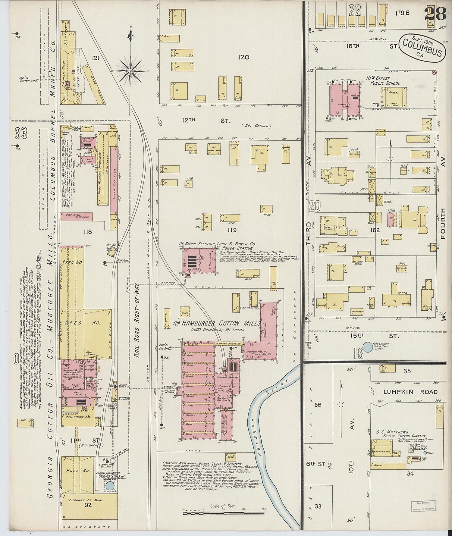 This old map of Columbus, Muscogee County, Georgia was created by Sanborn Map Company in 1895