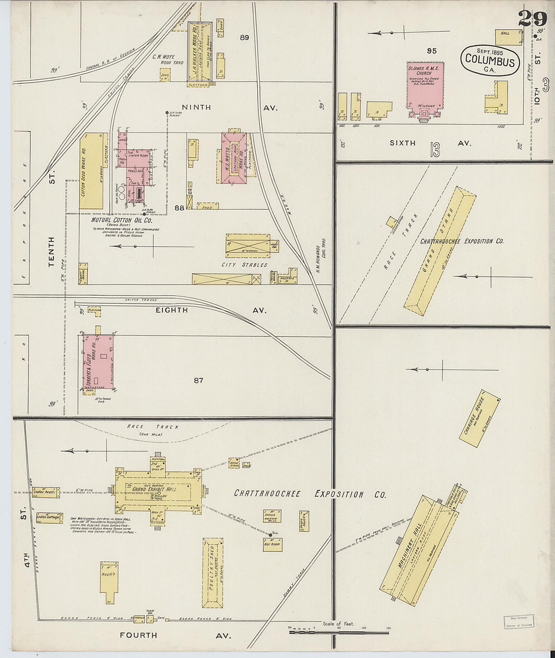 This old map of Columbus, Muscogee County, Georgia was created by Sanborn Map Company in 1895