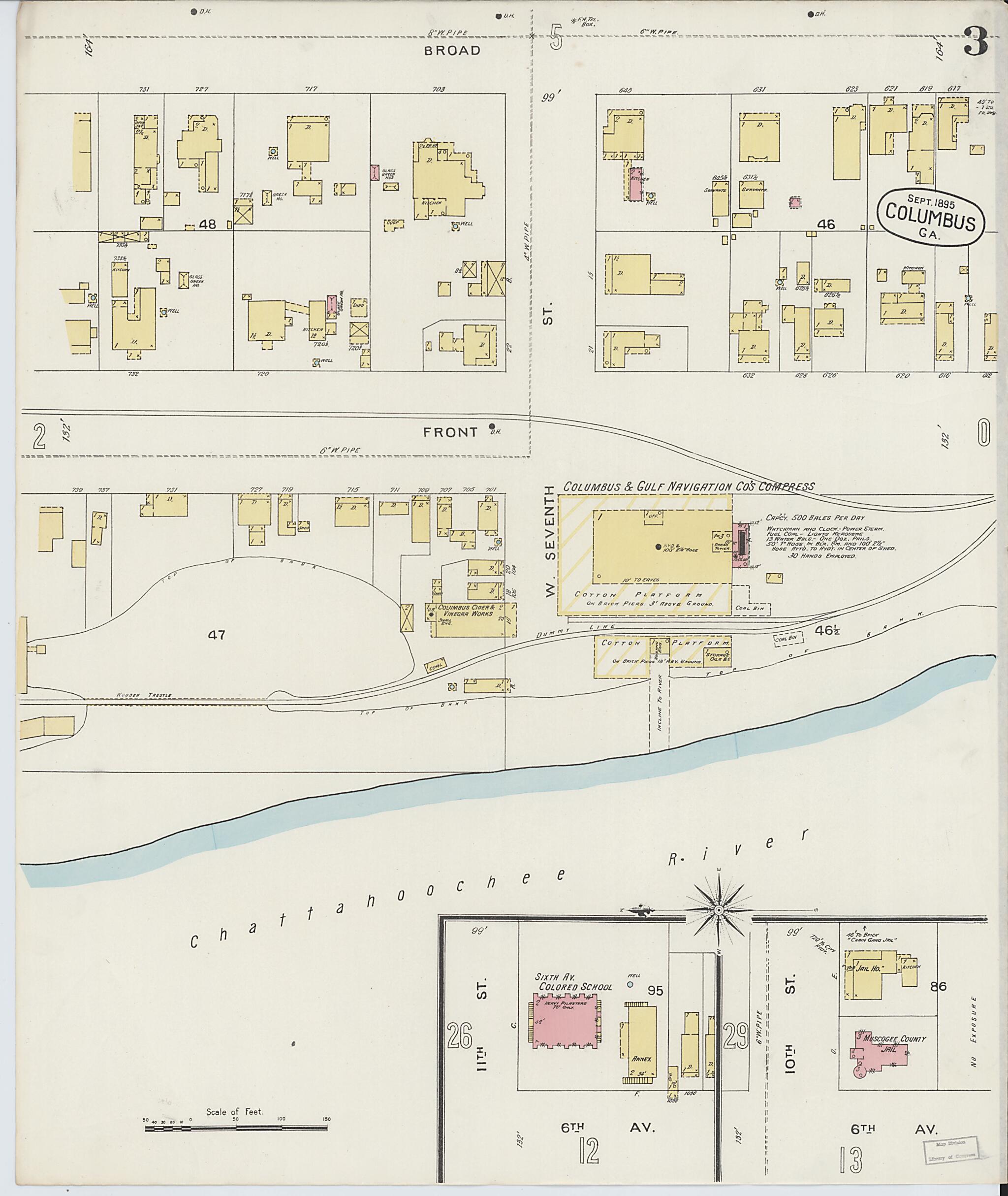 This old map of Columbus, Muscogee County, Georgia was created by Sanborn Map Company in 1895