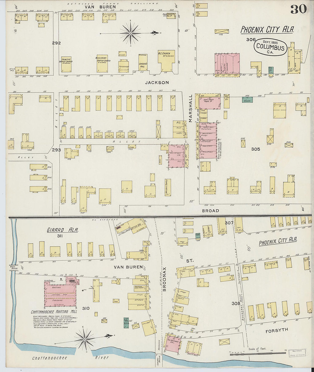 This old map of Columbus, Muscogee County, Georgia was created by Sanborn Map Company in 1895