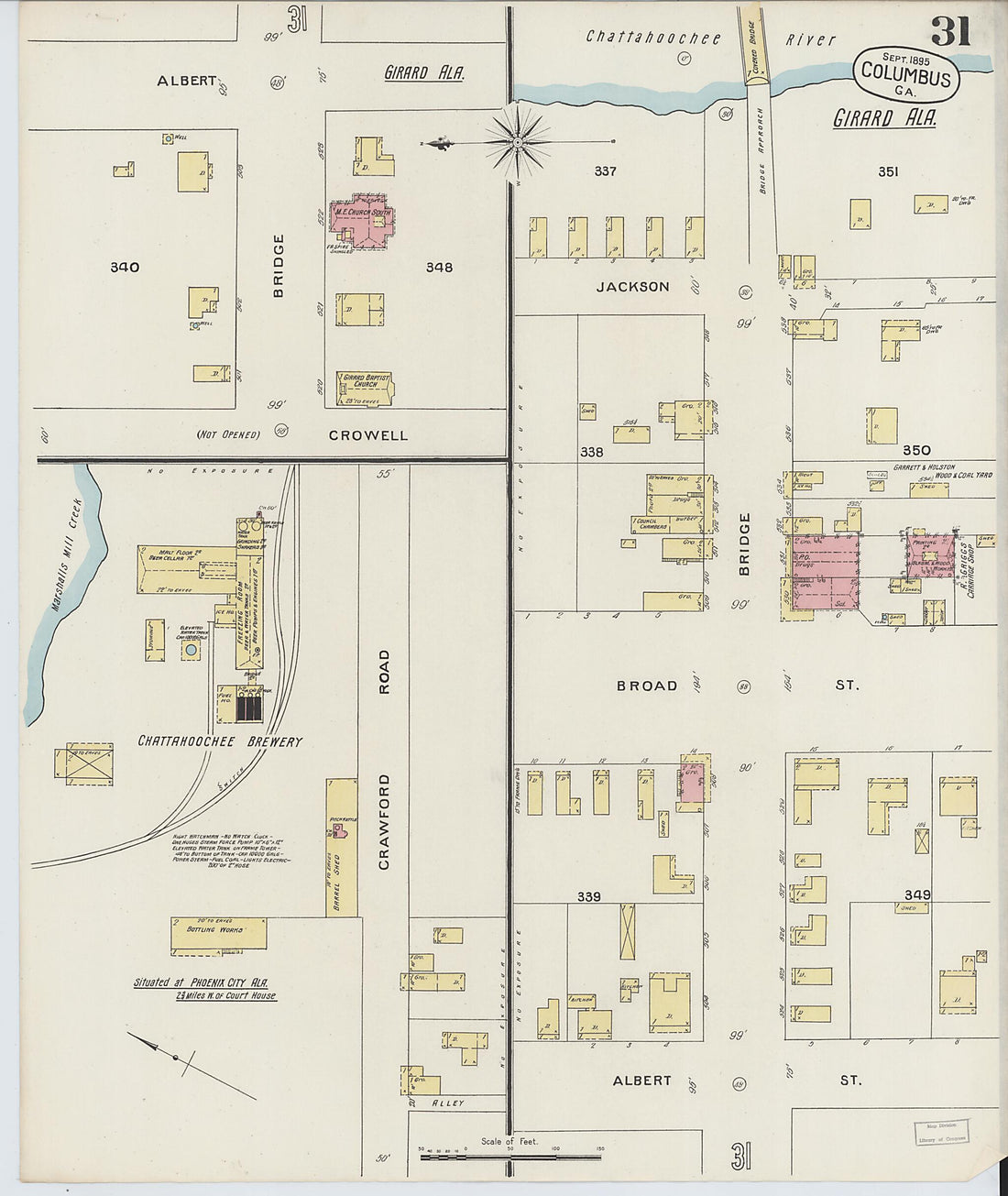 This old map of Columbus, Muscogee County, Georgia was created by Sanborn Map Company in 1895