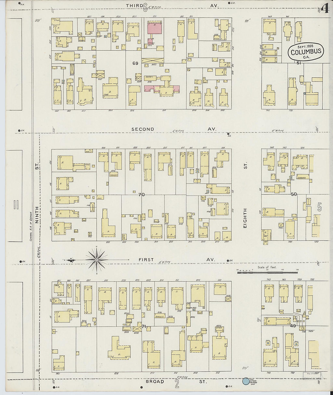 This old map of Columbus, Muscogee County, Georgia was created by Sanborn Map Company in 1895