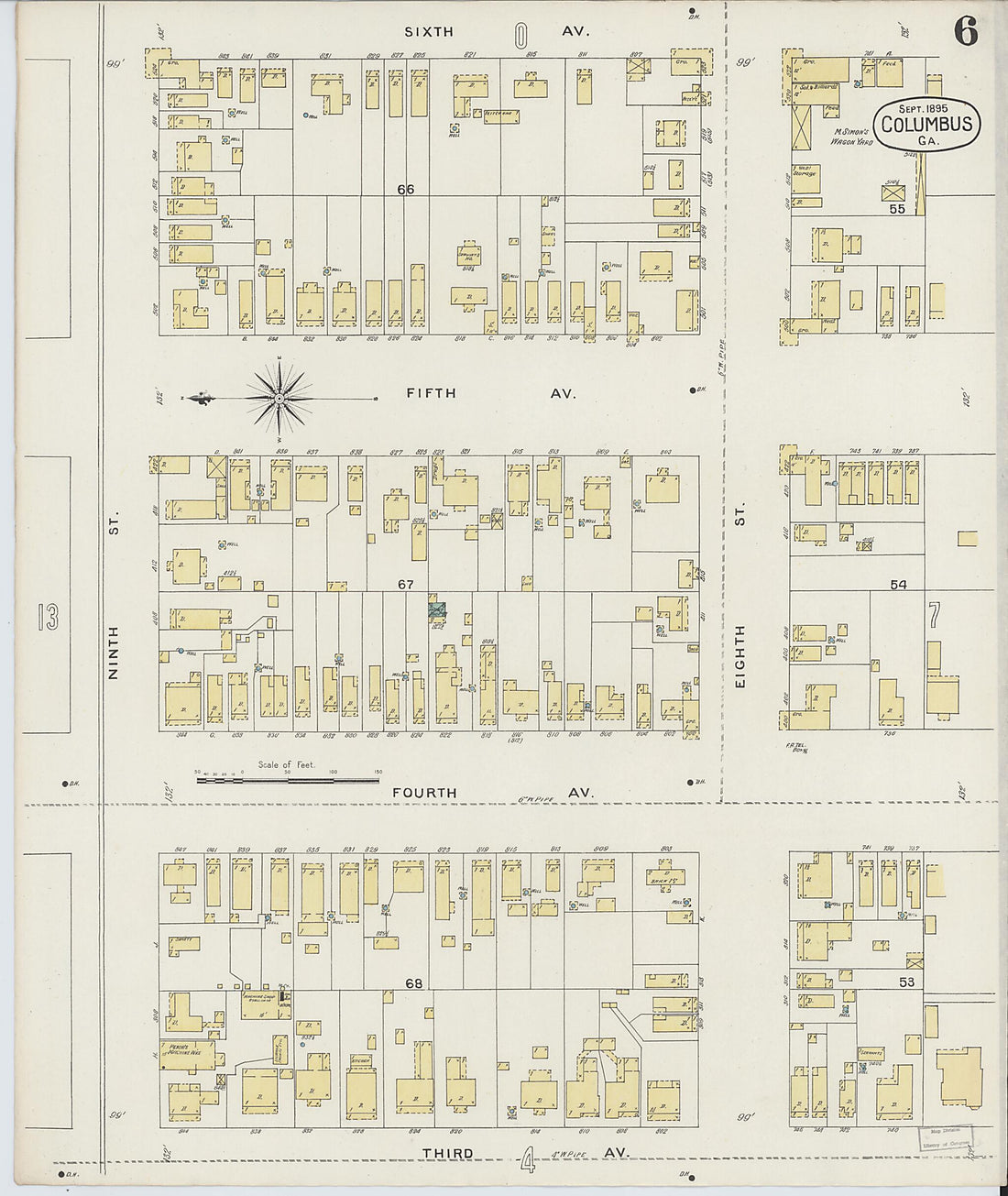 This old map of Columbus, Muscogee County, Georgia was created by Sanborn Map Company in 1895