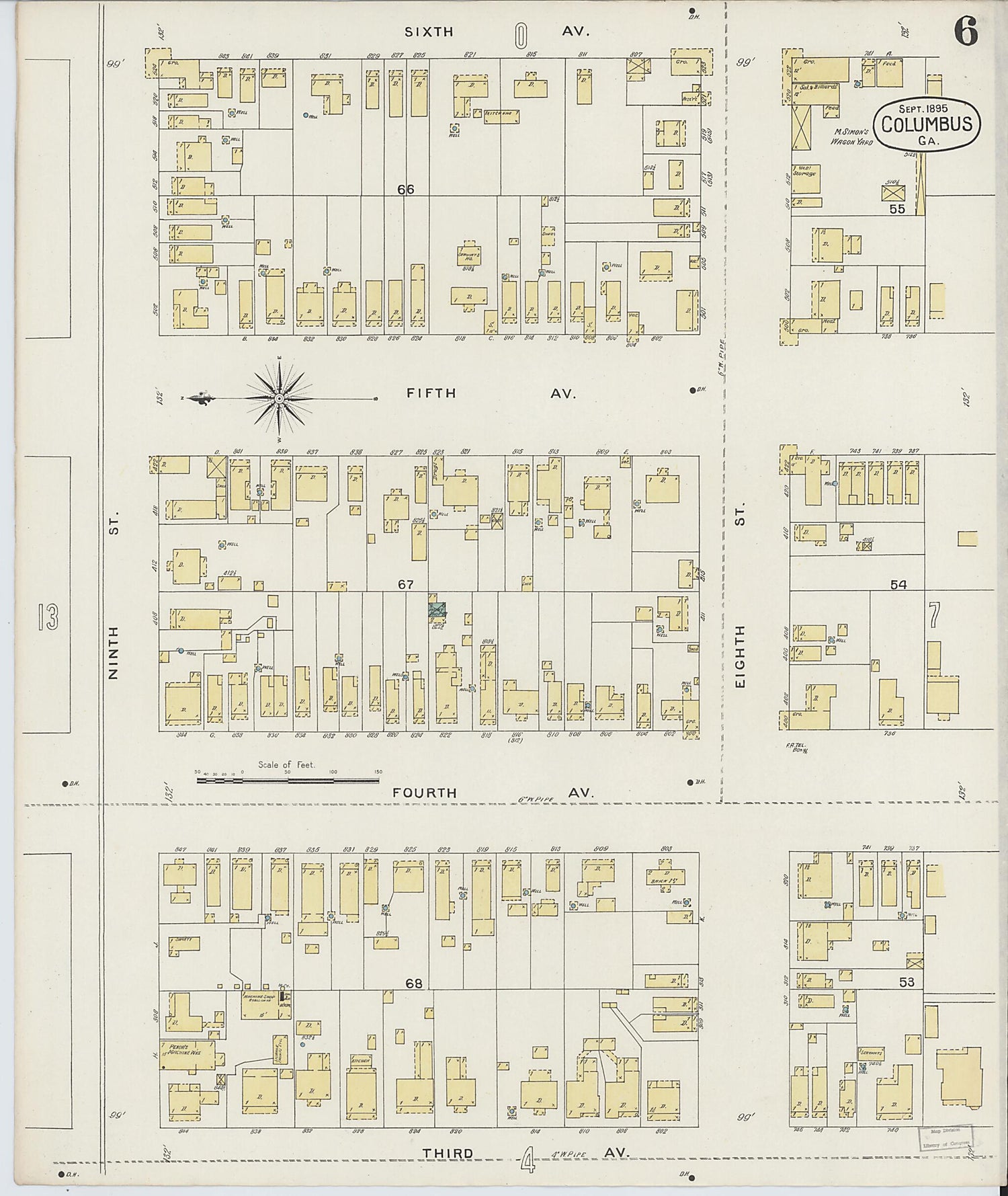 This old map of Columbus, Muscogee County, Georgia was created by Sanborn Map Company in 1895