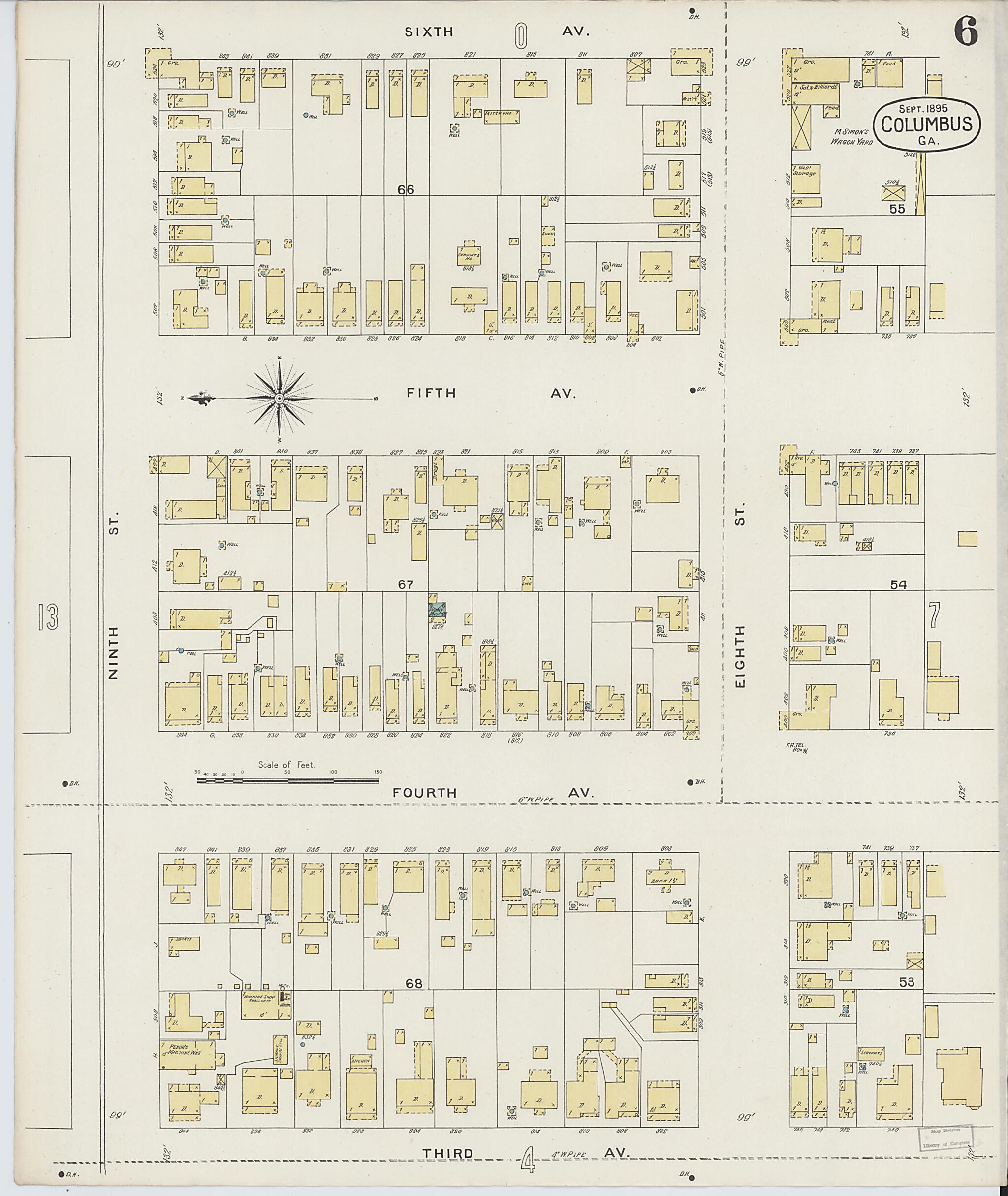 This old map of Columbus, Muscogee County, Georgia was created by Sanborn Map Company in 1895