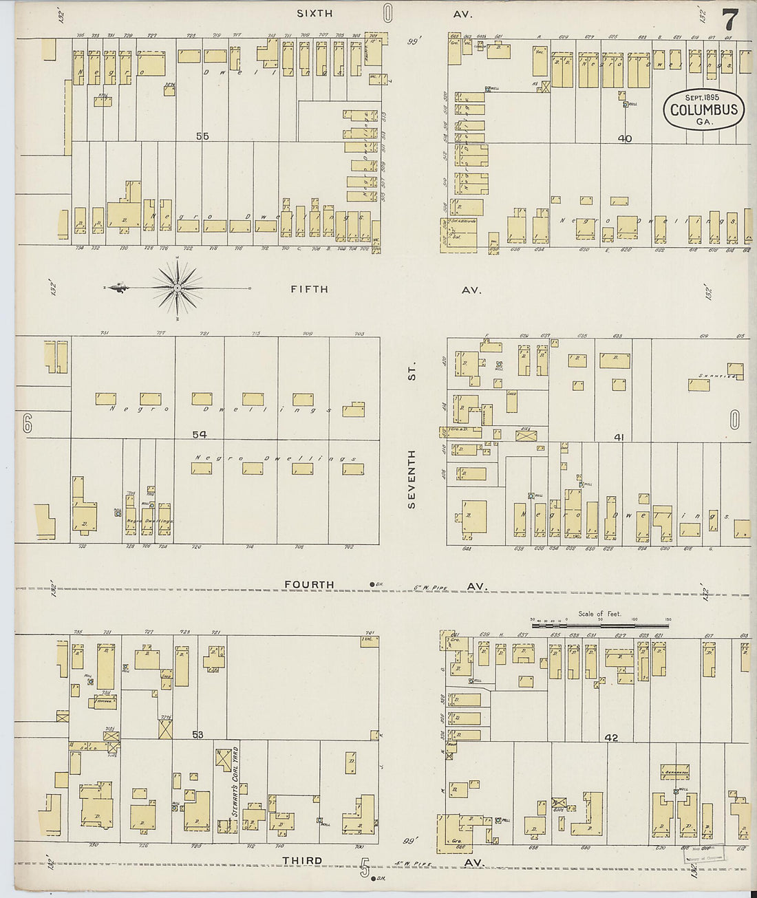 This old map of Columbus, Muscogee County, Georgia was created by Sanborn Map Company in 1895