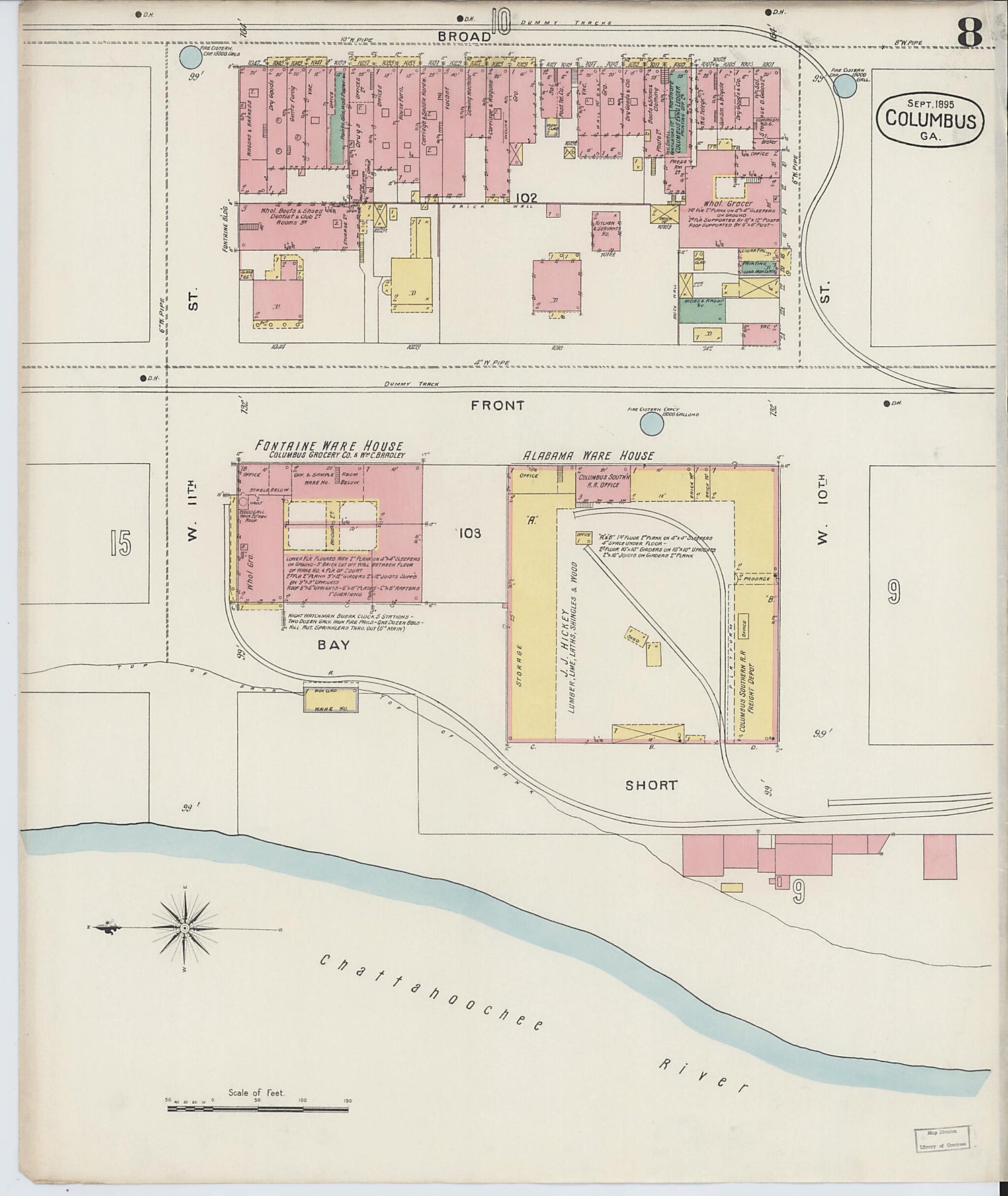 This old map of Columbus, Muscogee County, Georgia was created by Sanborn Map Company in 1895