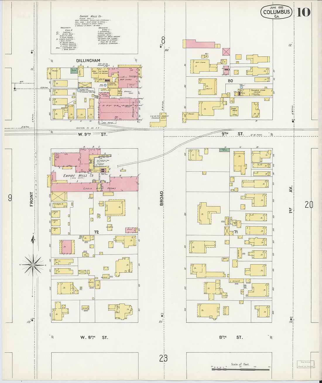 This old map of Columbus, Muscogee County, Georgia was created by Sanborn Map Company in 1900