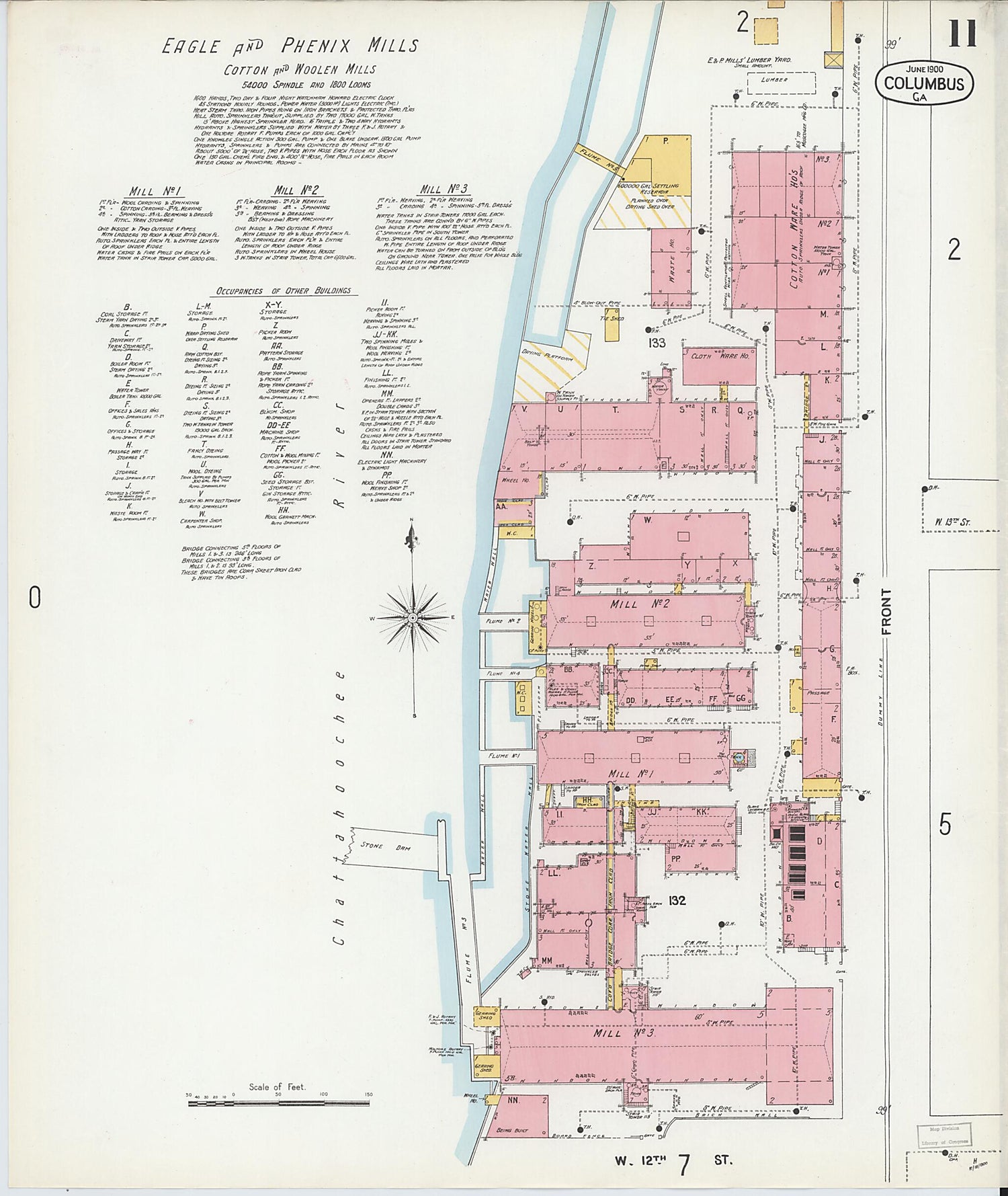 This old map of Columbus, Muscogee County, Georgia was created by Sanborn Map Company in 1900