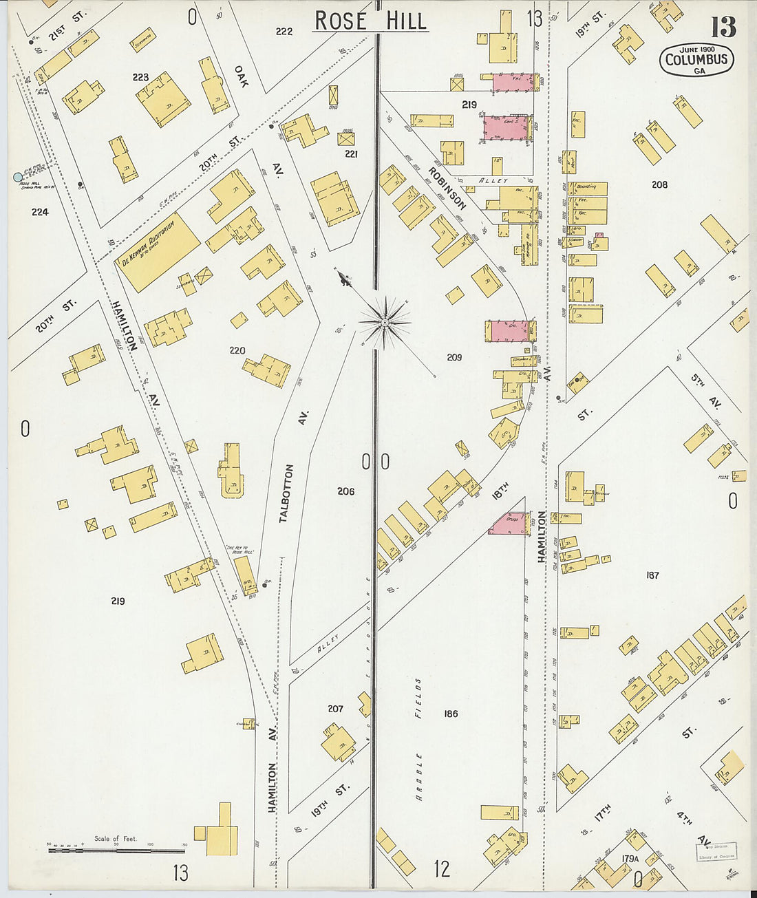 This old map of Columbus, Muscogee County, Georgia was created by Sanborn Map Company in 1900