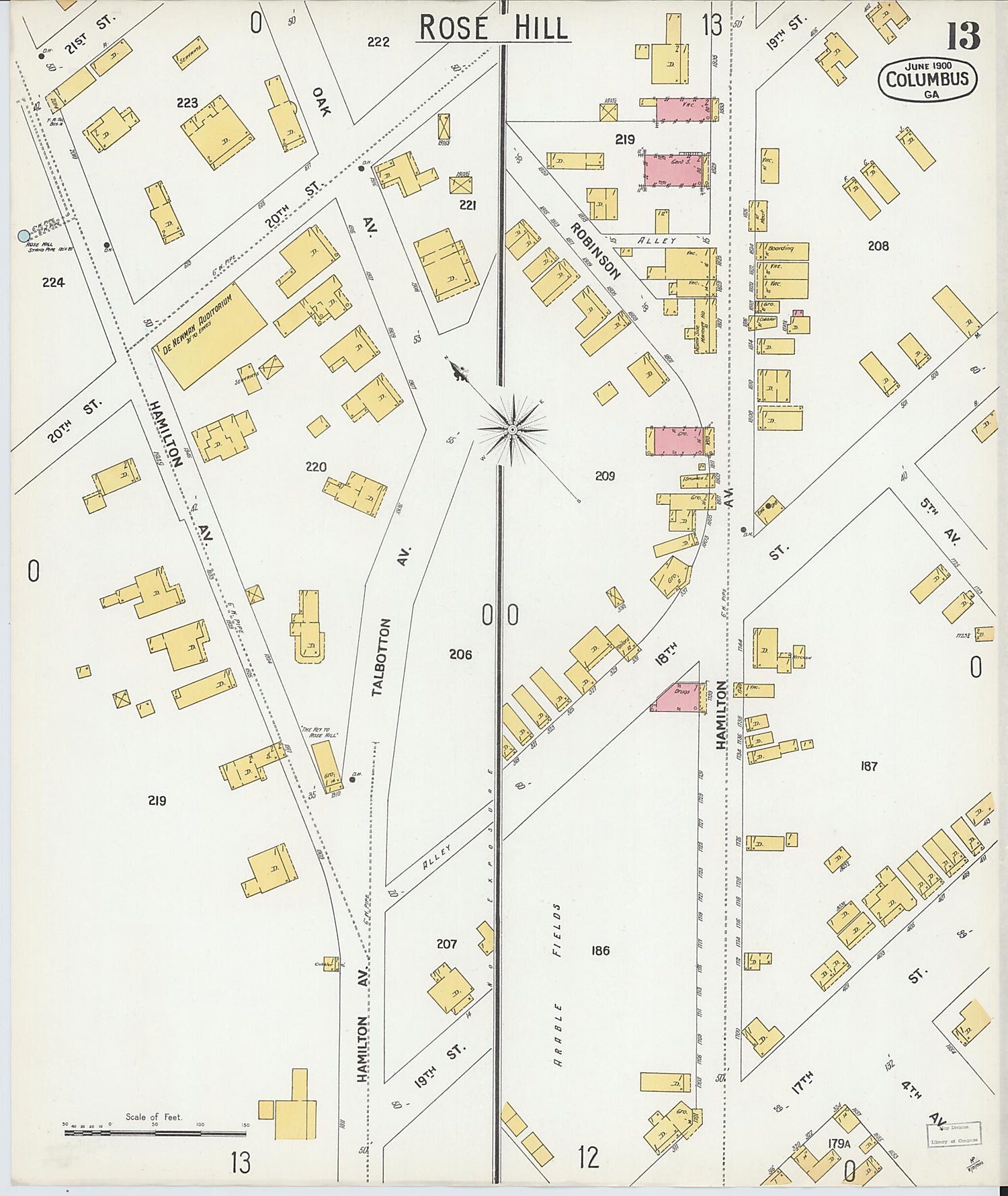 This old map of Columbus, Muscogee County, Georgia was created by Sanborn Map Company in 1900