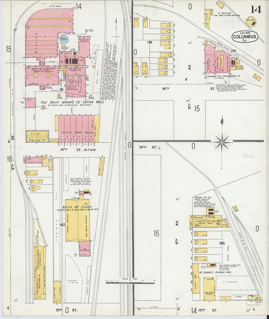 This old map of Columbus, Muscogee County, Georgia was created by Sanborn Map Company in 1900