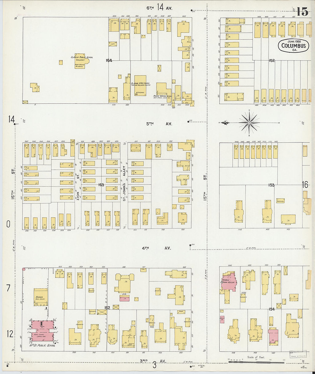 This old map of Columbus, Muscogee County, Georgia was created by Sanborn Map Company in 1900