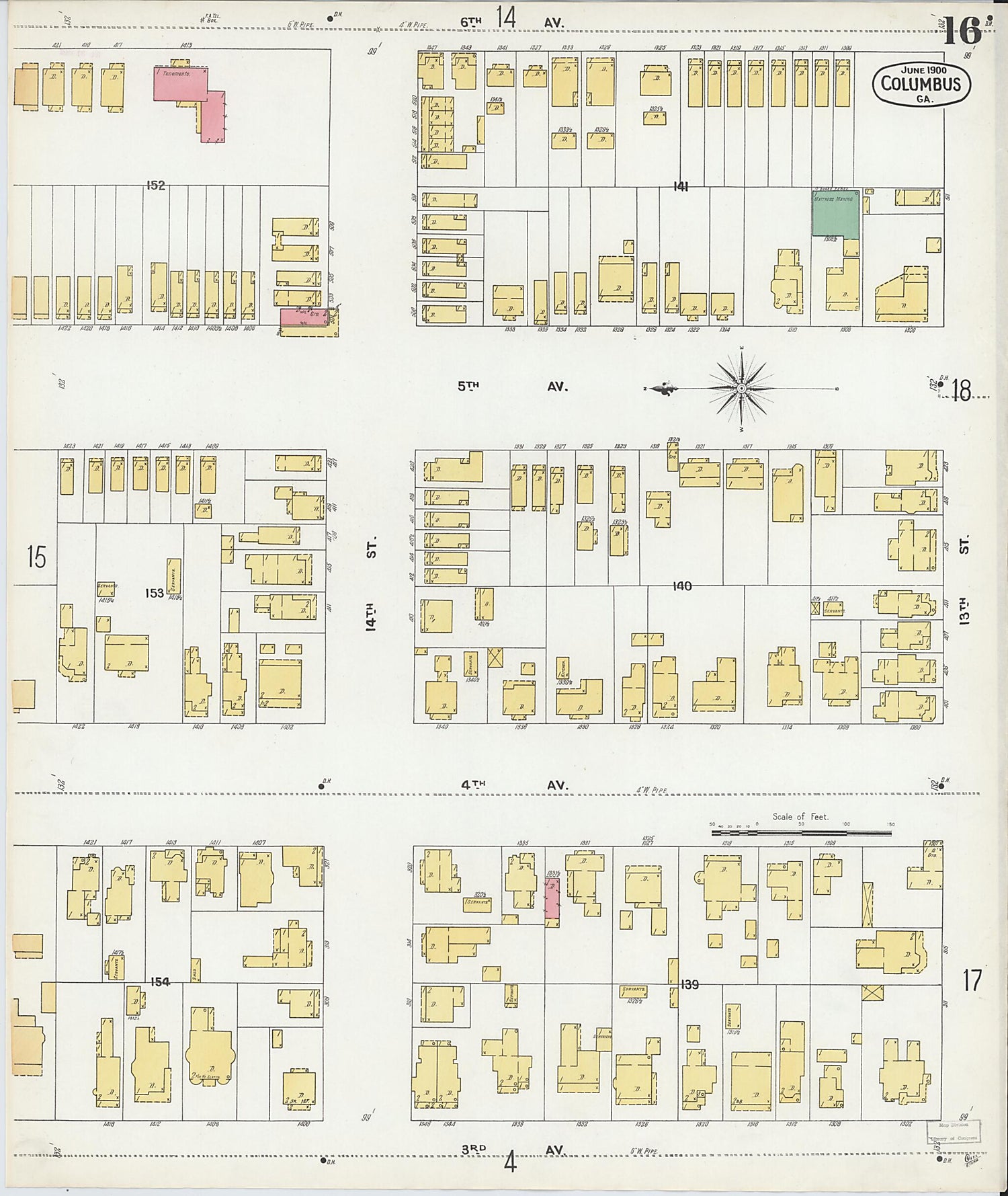 This old map of Columbus, Muscogee County, Georgia was created by Sanborn Map Company in 1900