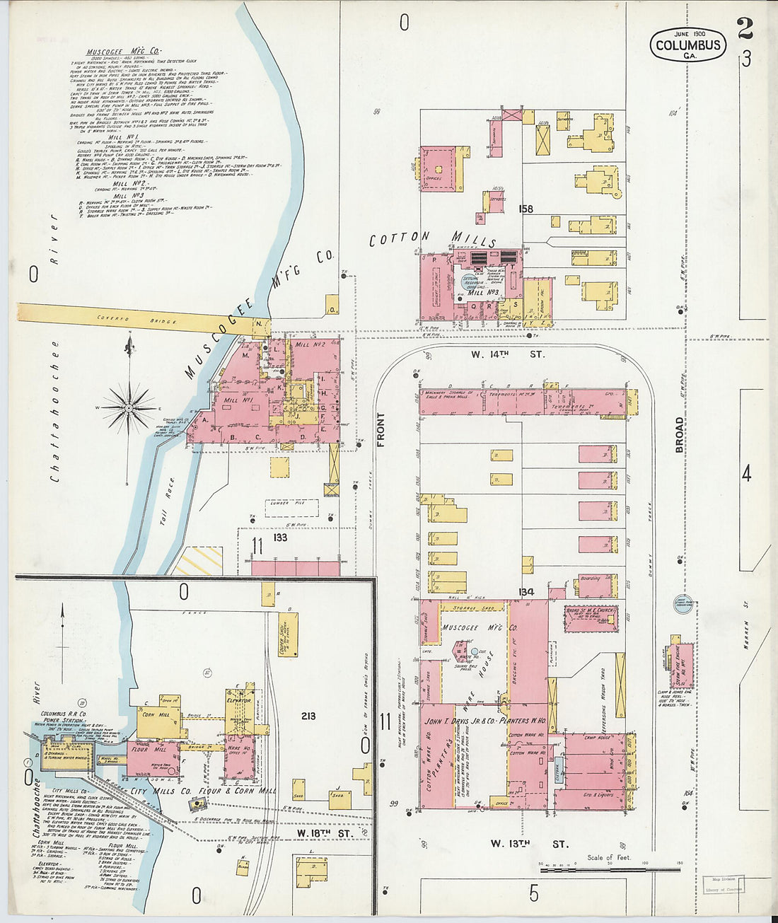 This old map of Columbus, Muscogee County, Georgia was created by Sanborn Map Company in 1900