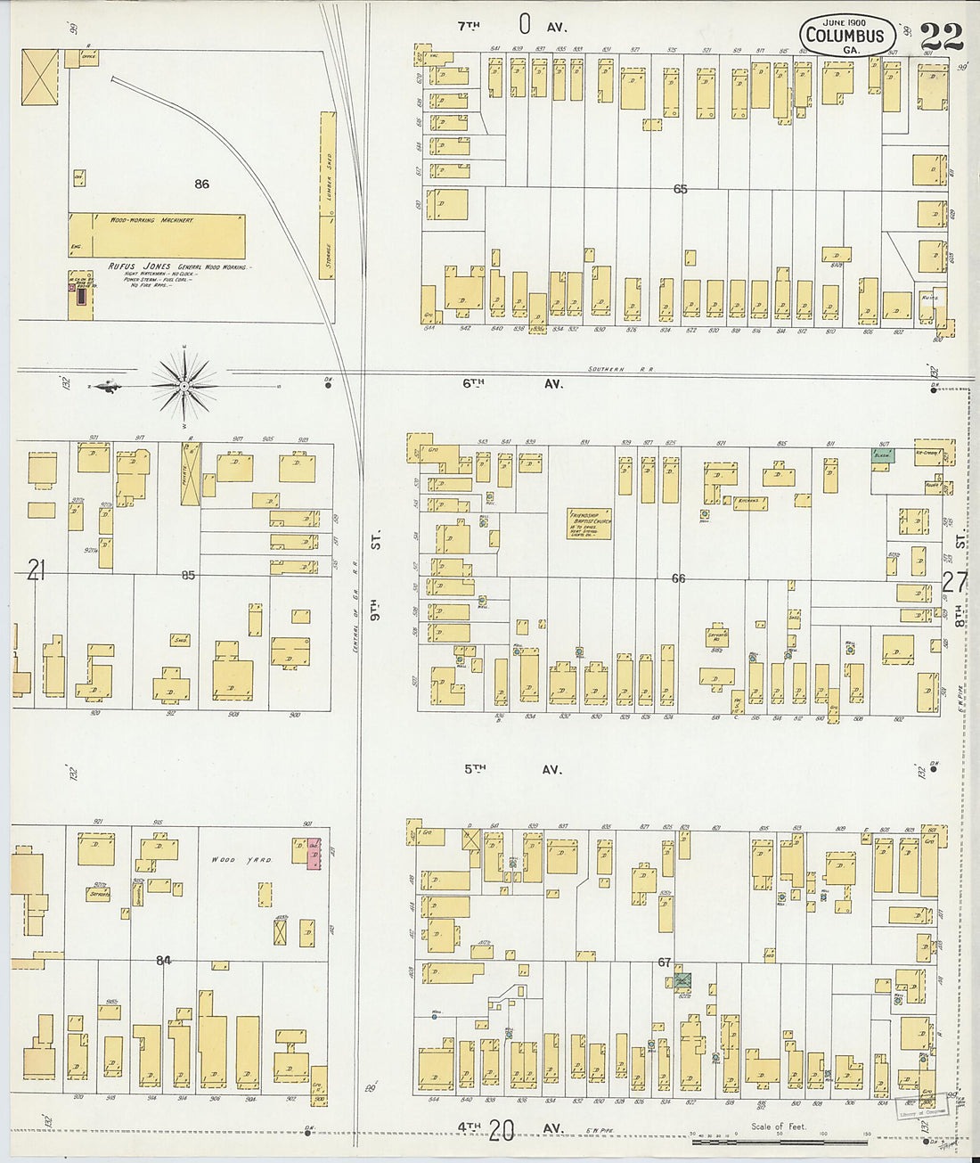 This old map of Columbus, Muscogee County, Georgia was created by Sanborn Map Company in 1900