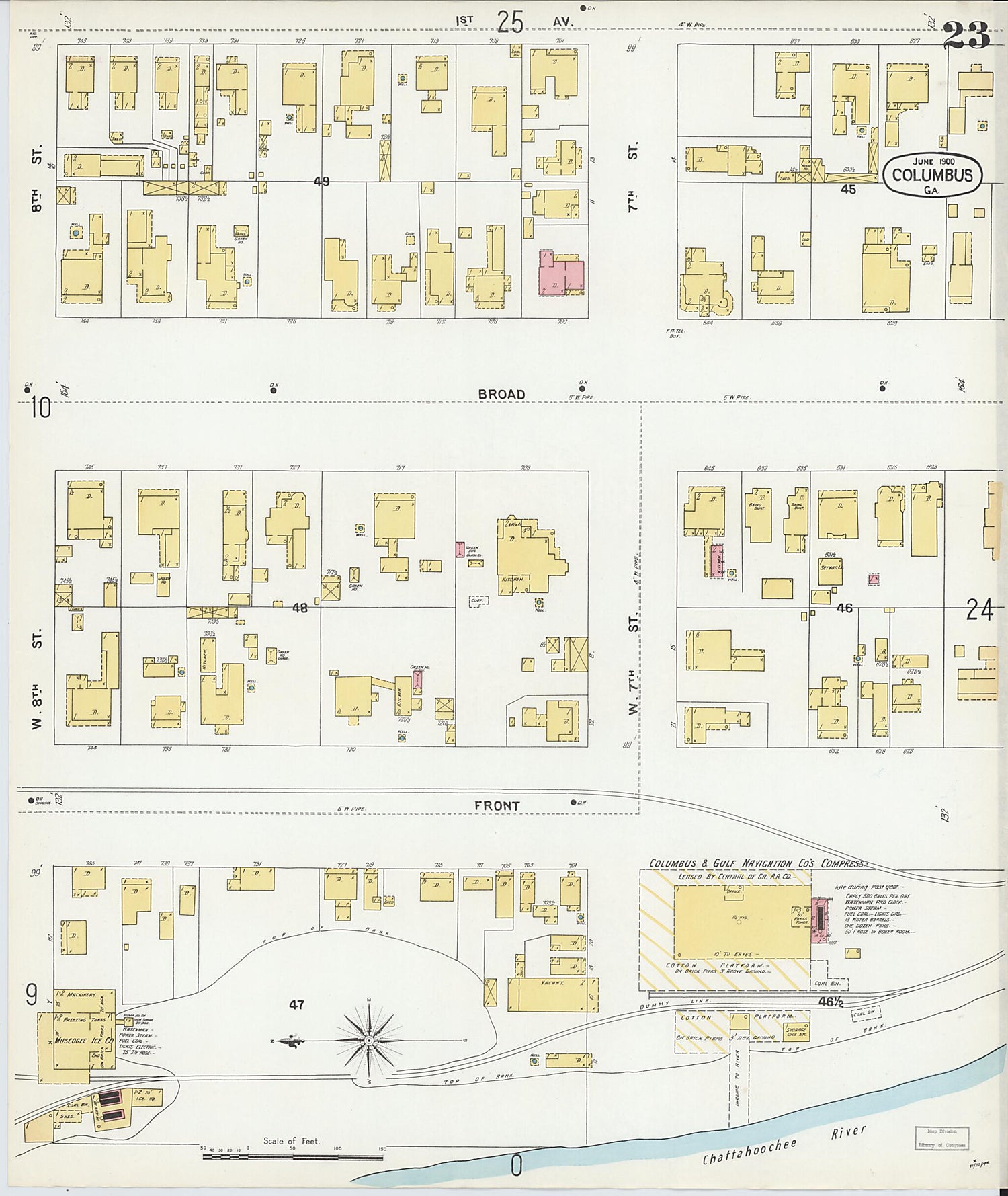 This old map of Columbus, Muscogee County, Georgia was created by Sanborn Map Company in 1900