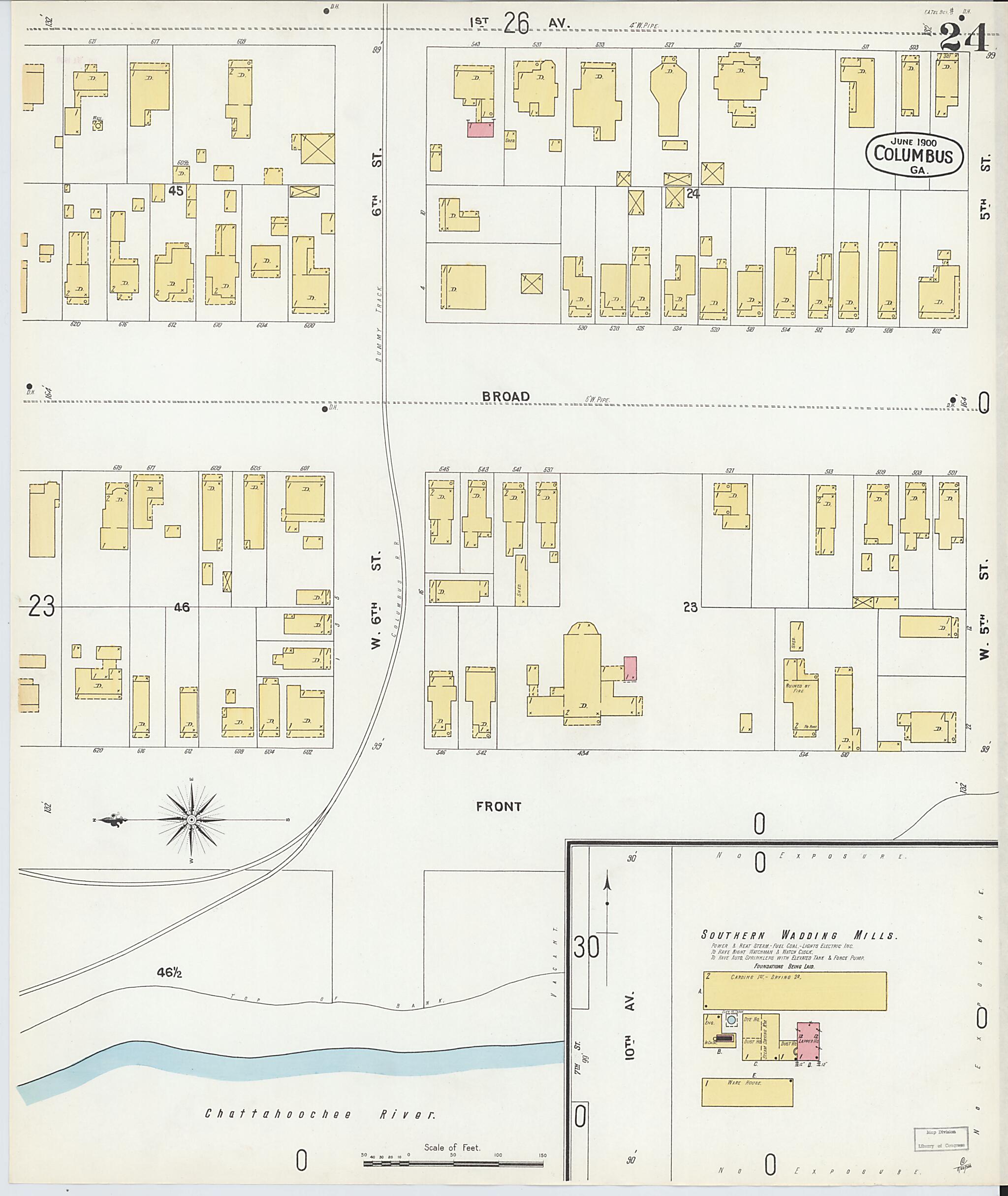 This old map of Columbus, Muscogee County, Georgia was created by Sanborn Map Company in 1900