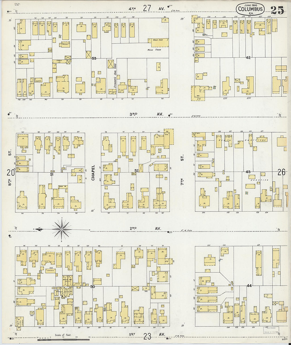 This old map of Columbus, Muscogee County, Georgia was created by Sanborn Map Company in 1900