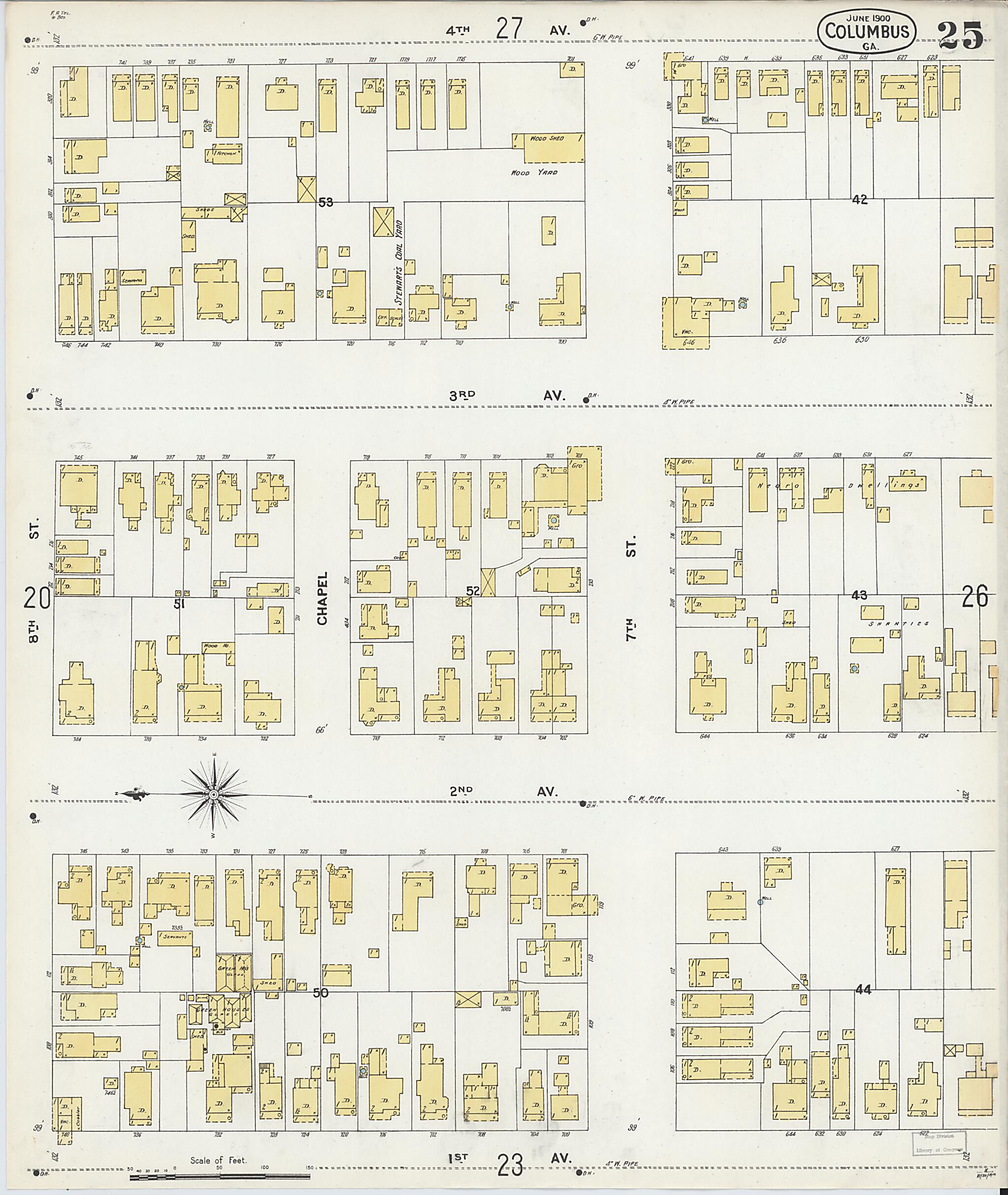 This old map of Columbus, Muscogee County, Georgia was created by Sanborn Map Company in 1900