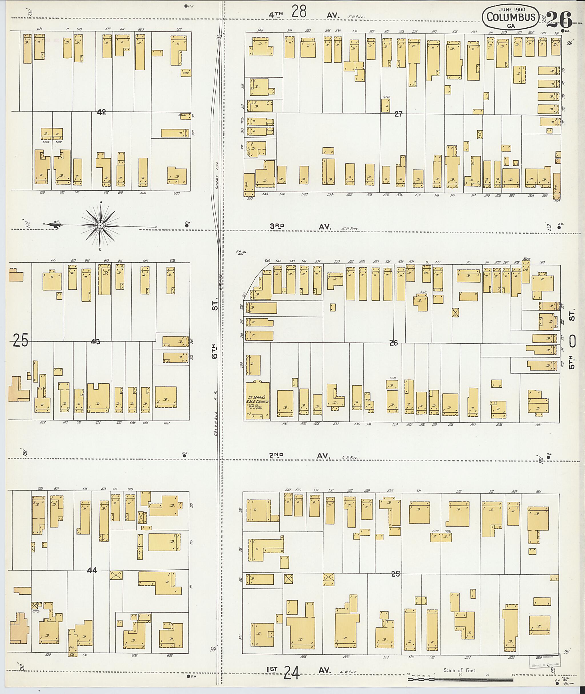 This old map of Columbus, Muscogee County, Georgia was created by Sanborn Map Company in 1900