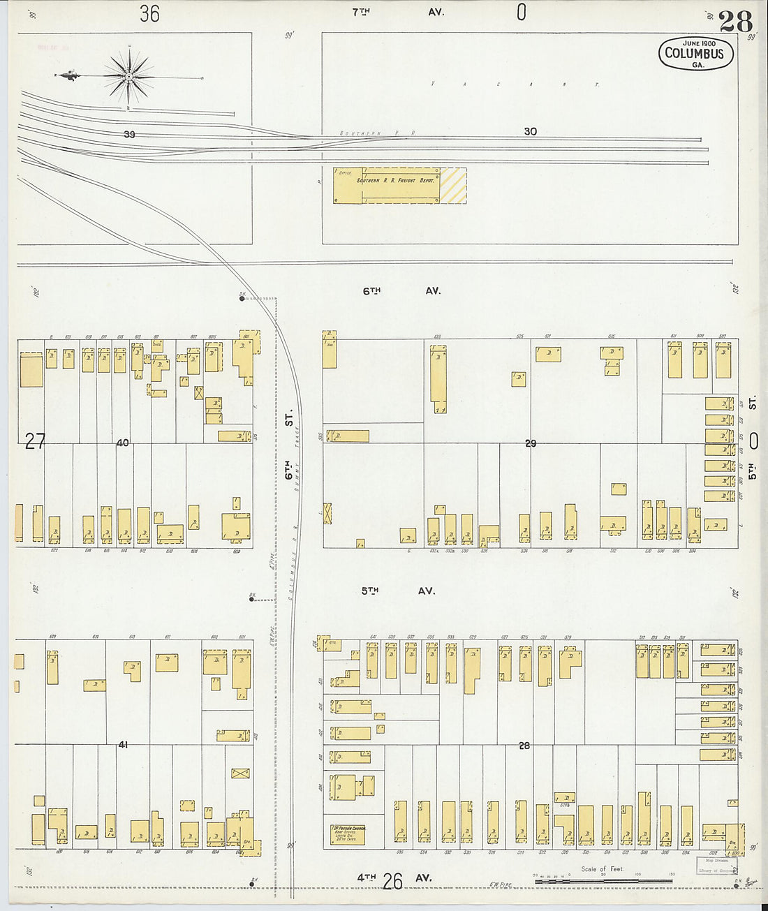 This old map of Columbus, Muscogee County, Georgia was created by Sanborn Map Company in 1900