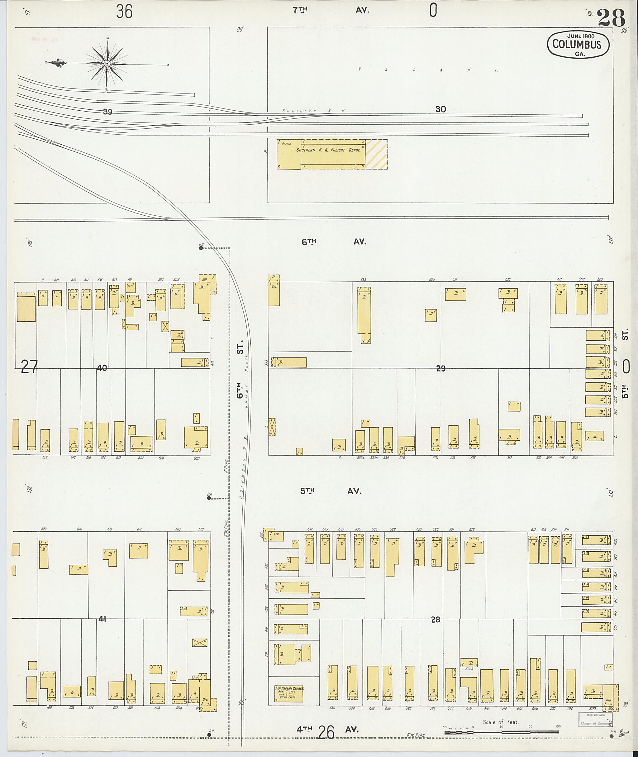 This old map of Columbus, Muscogee County, Georgia was created by Sanborn Map Company in 1900