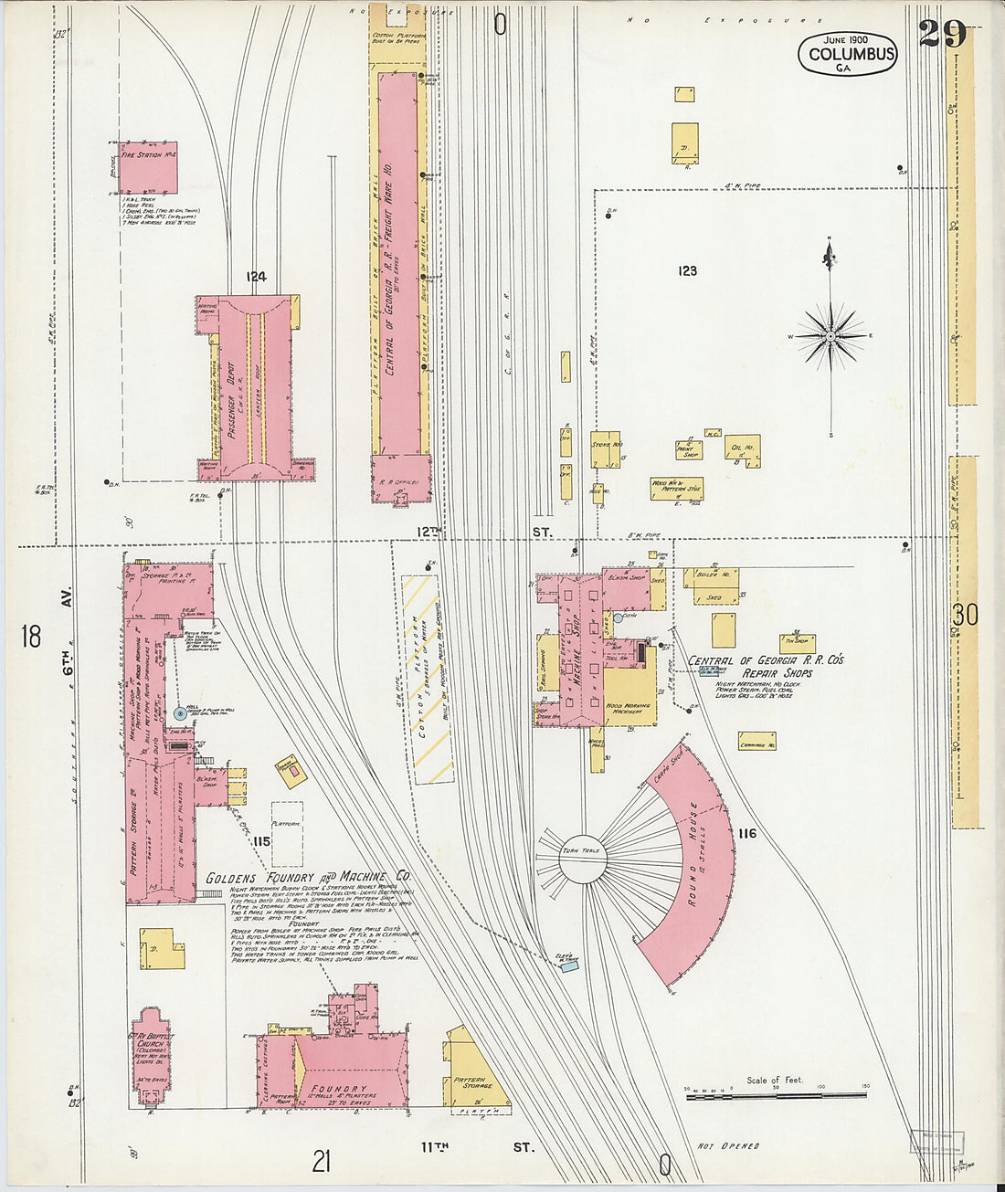 This old map of Columbus, Muscogee County, Georgia was created by Sanborn Map Company in 1900