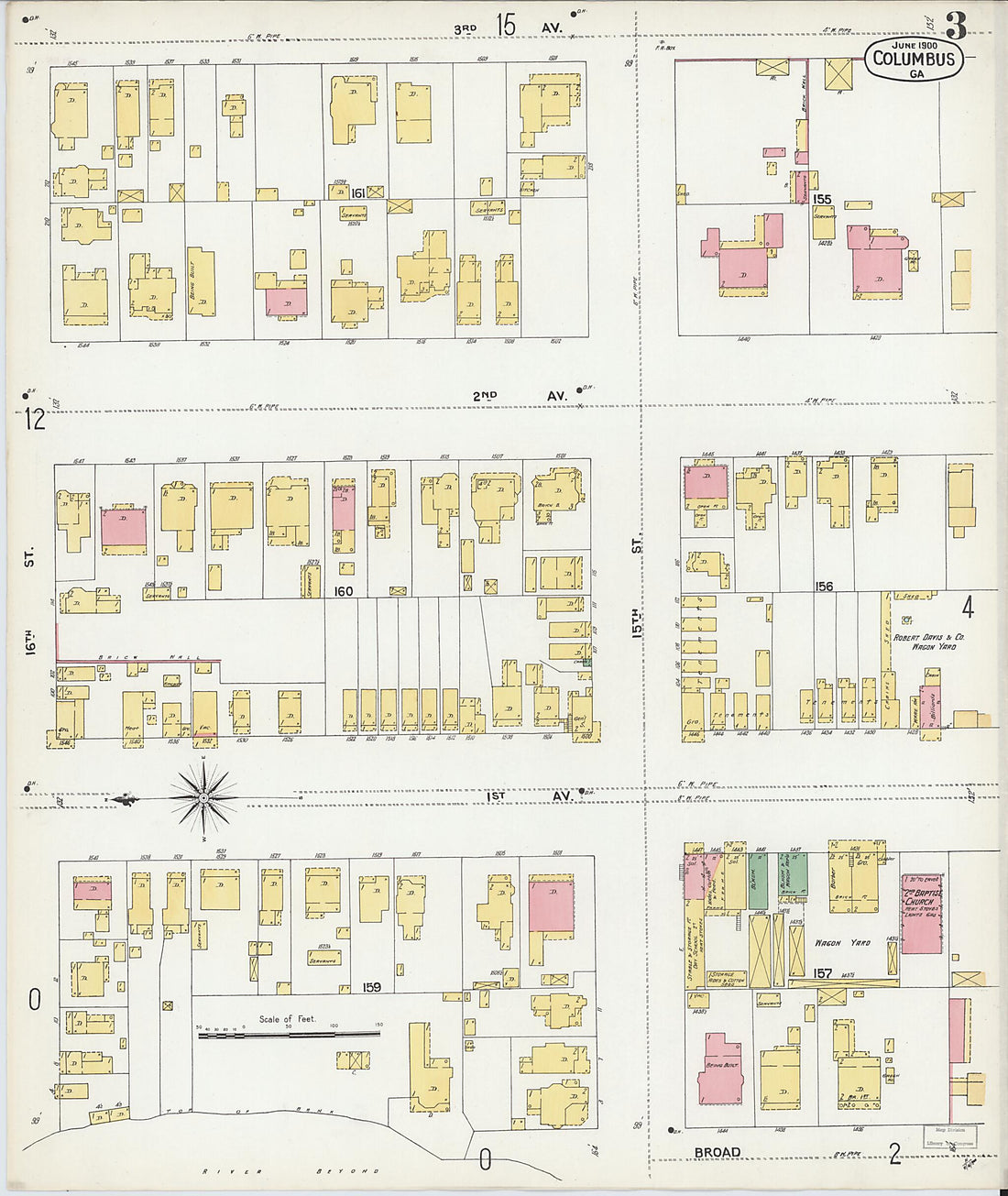 This old map of Columbus, Muscogee County, Georgia was created by Sanborn Map Company in 1900