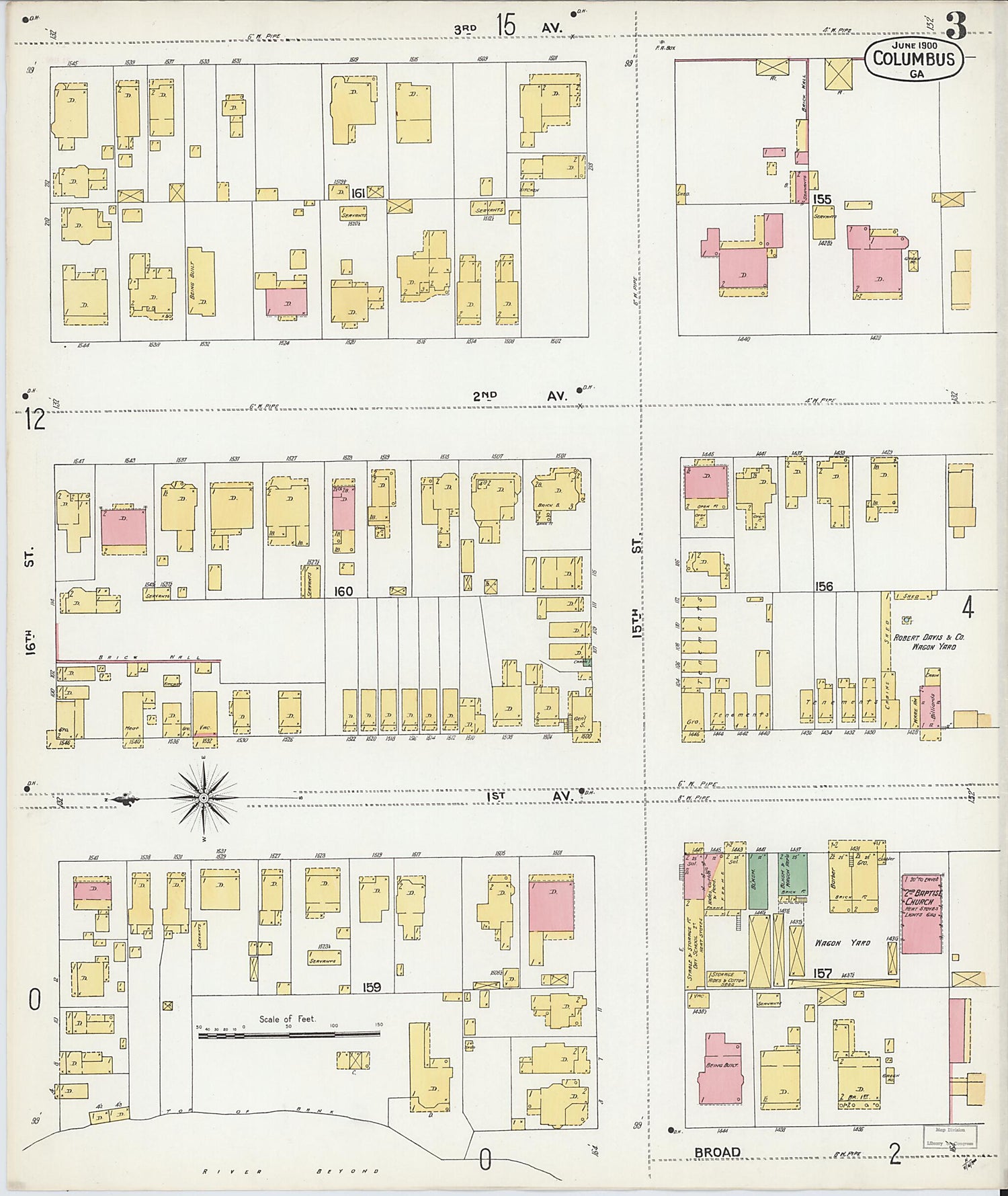 This old map of Columbus, Muscogee County, Georgia was created by Sanborn Map Company in 1900