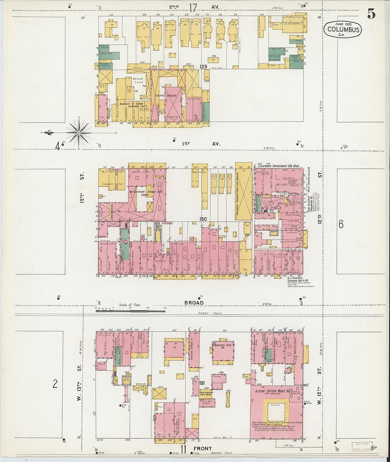 This old map of Columbus, Muscogee County, Georgia was created by Sanborn Map Company in 1900