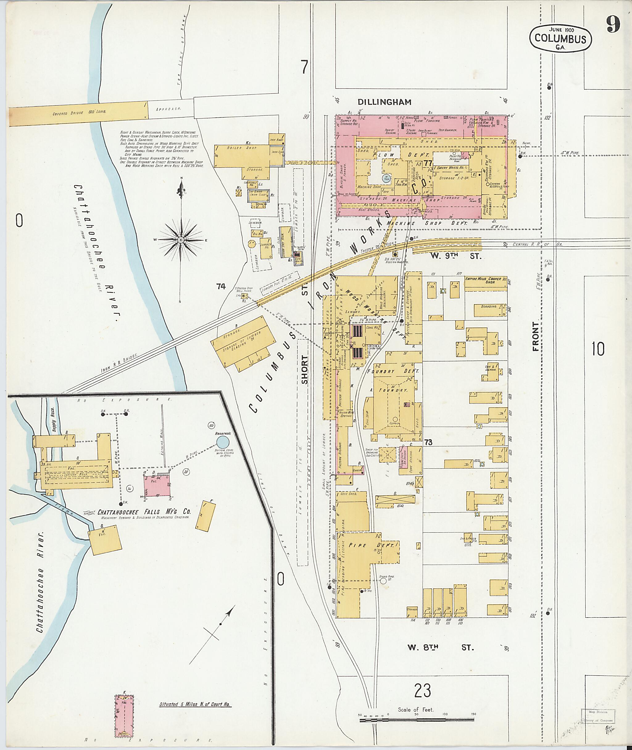 This old map of Columbus, Muscogee County, Georgia was created by Sanborn Map Company in 1900