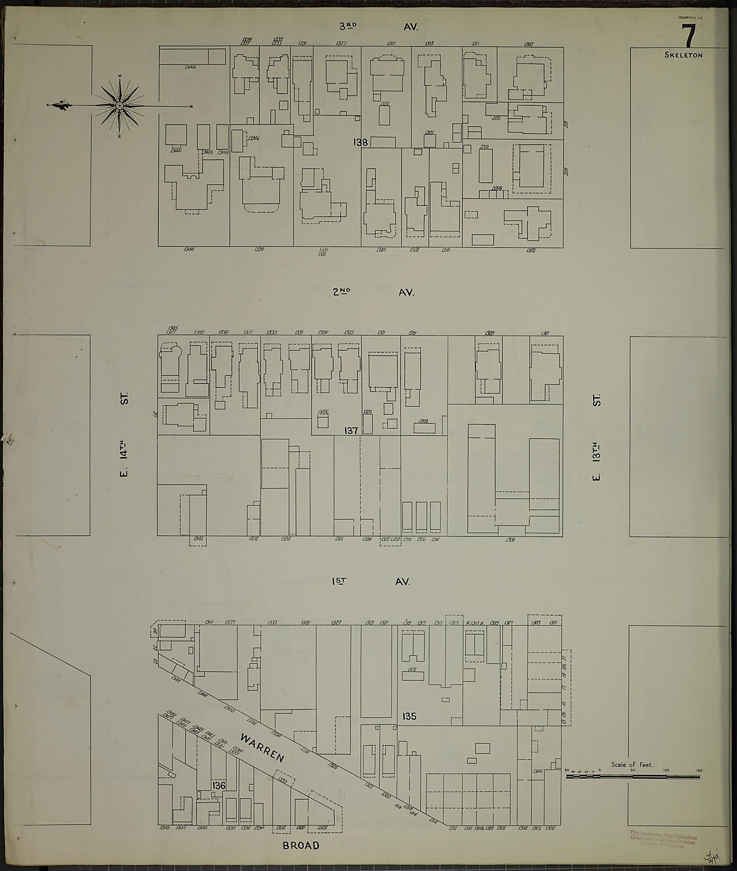 This old map of Columbus, Muscogee County, Georgia was created by Sanborn Map Company in 1907